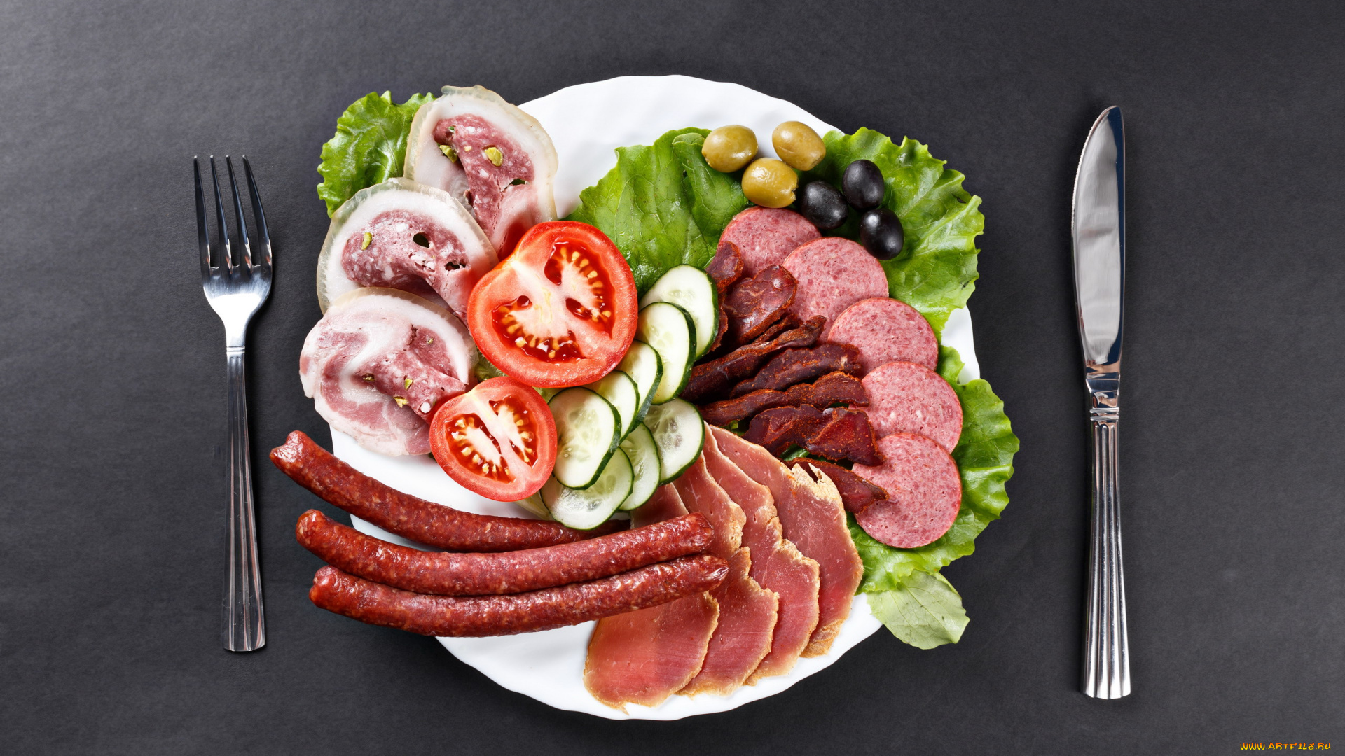 еда, колбасные, изделия, оливки, колбаски, ветчина, нарезка, овощи