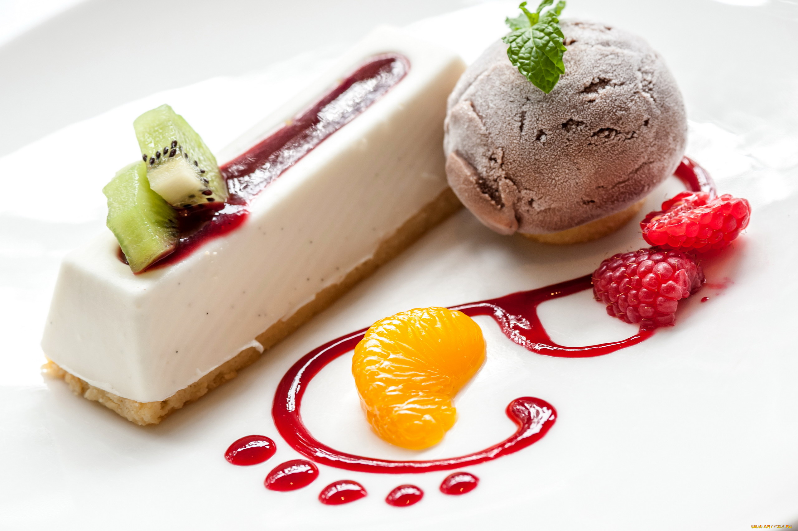 еда, мороженое, , десерты, киви, малина