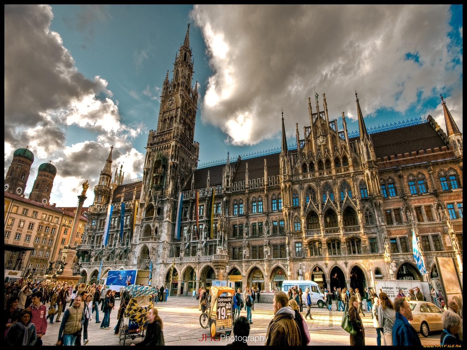 munich, marienplatz, города, здания, дома