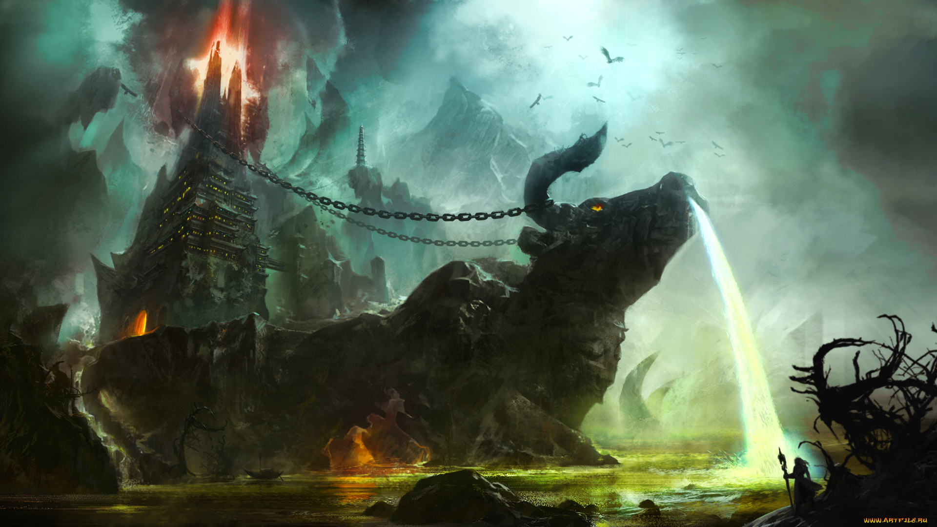 фэнтези, иные, миры, времена, водопад