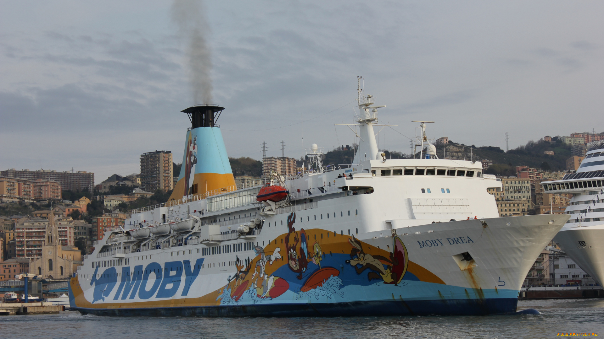 корабли, другое, порт, italy, genoa, италия, генуя, паром