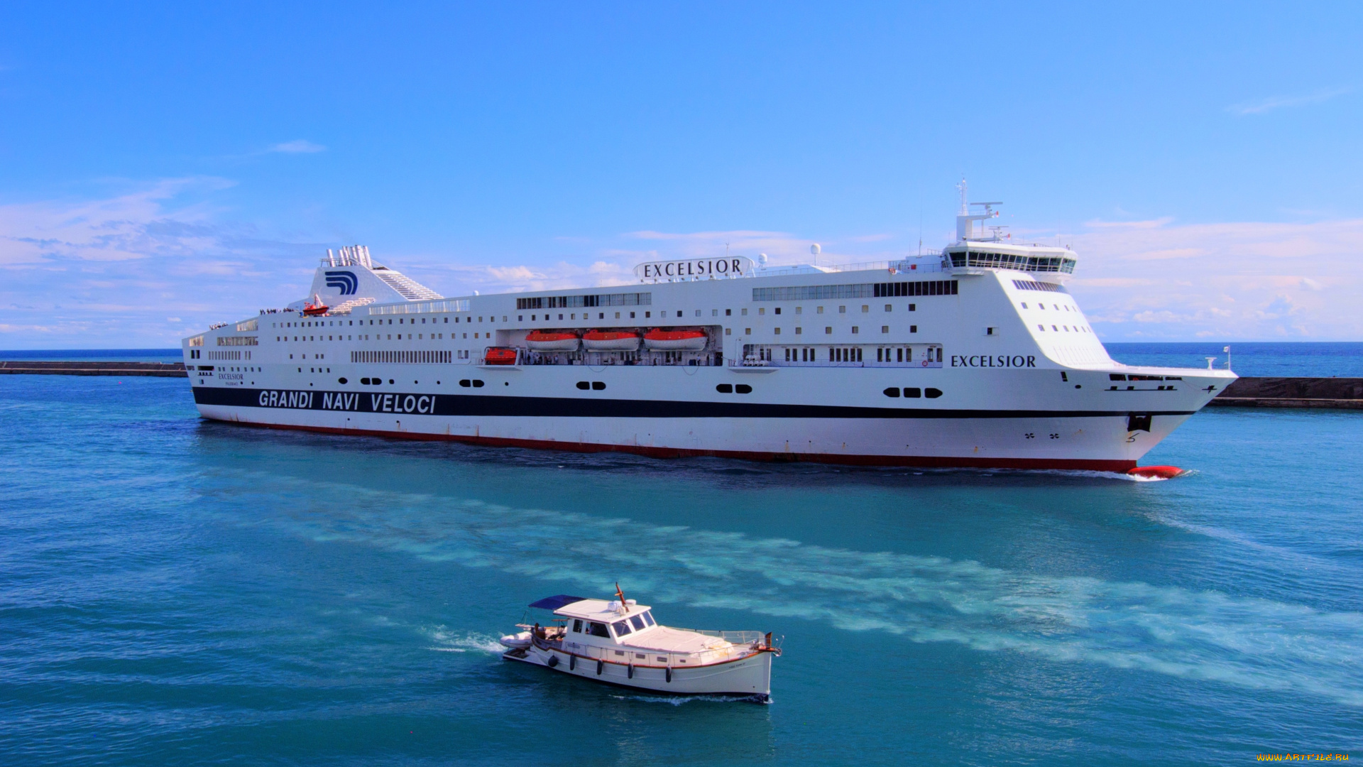 корабли, разные, вместе, паром