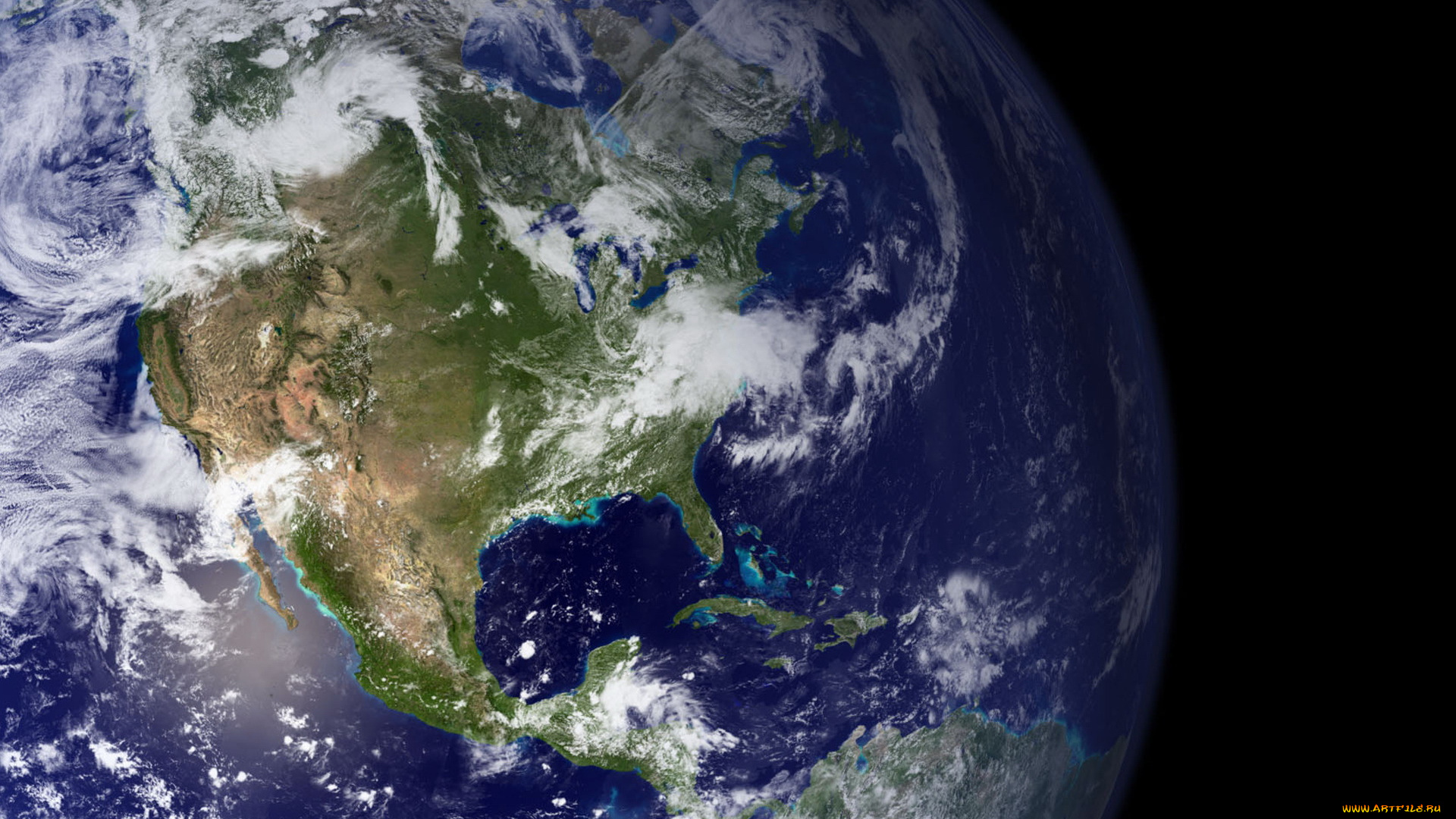 космос, земля, облака, планета