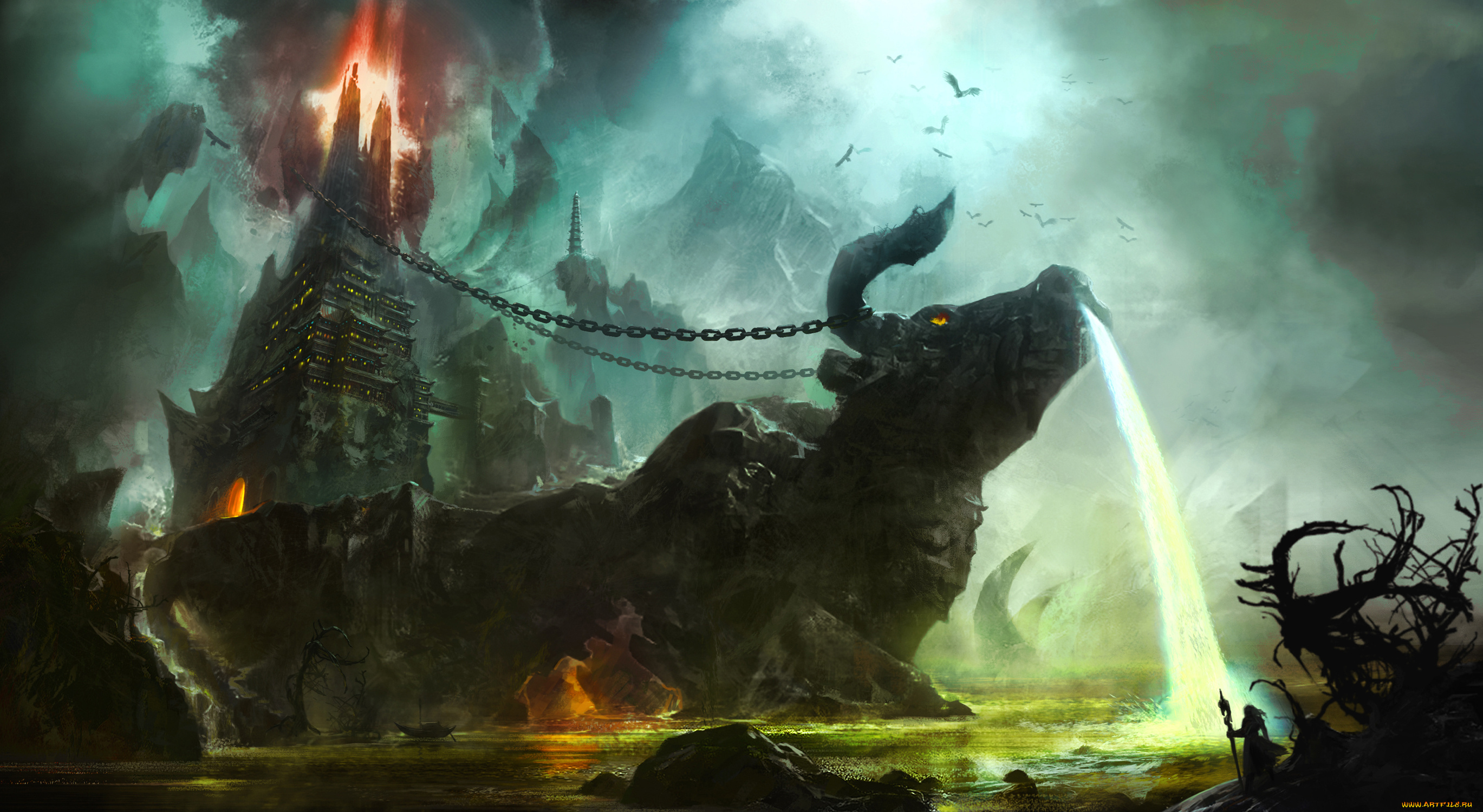 фэнтези, иные, миры, времена, водопад