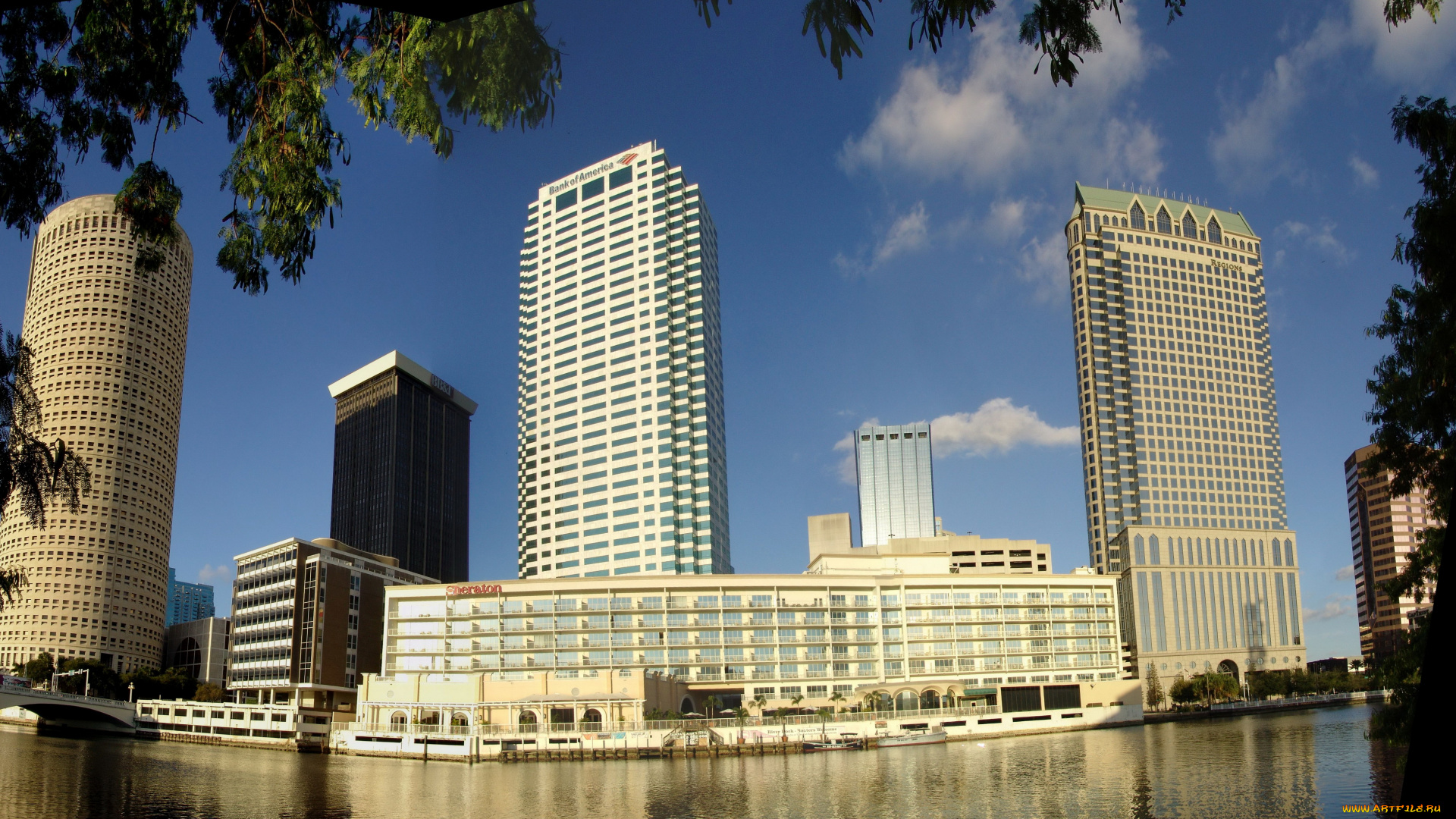 флорида, тампа, города, панорамы, берег, дома, море