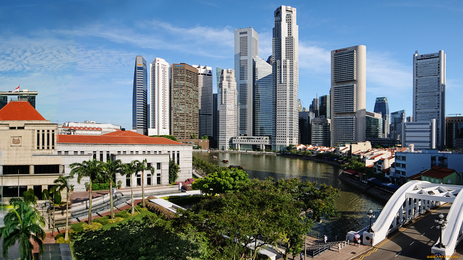 города, сингапур, панорама