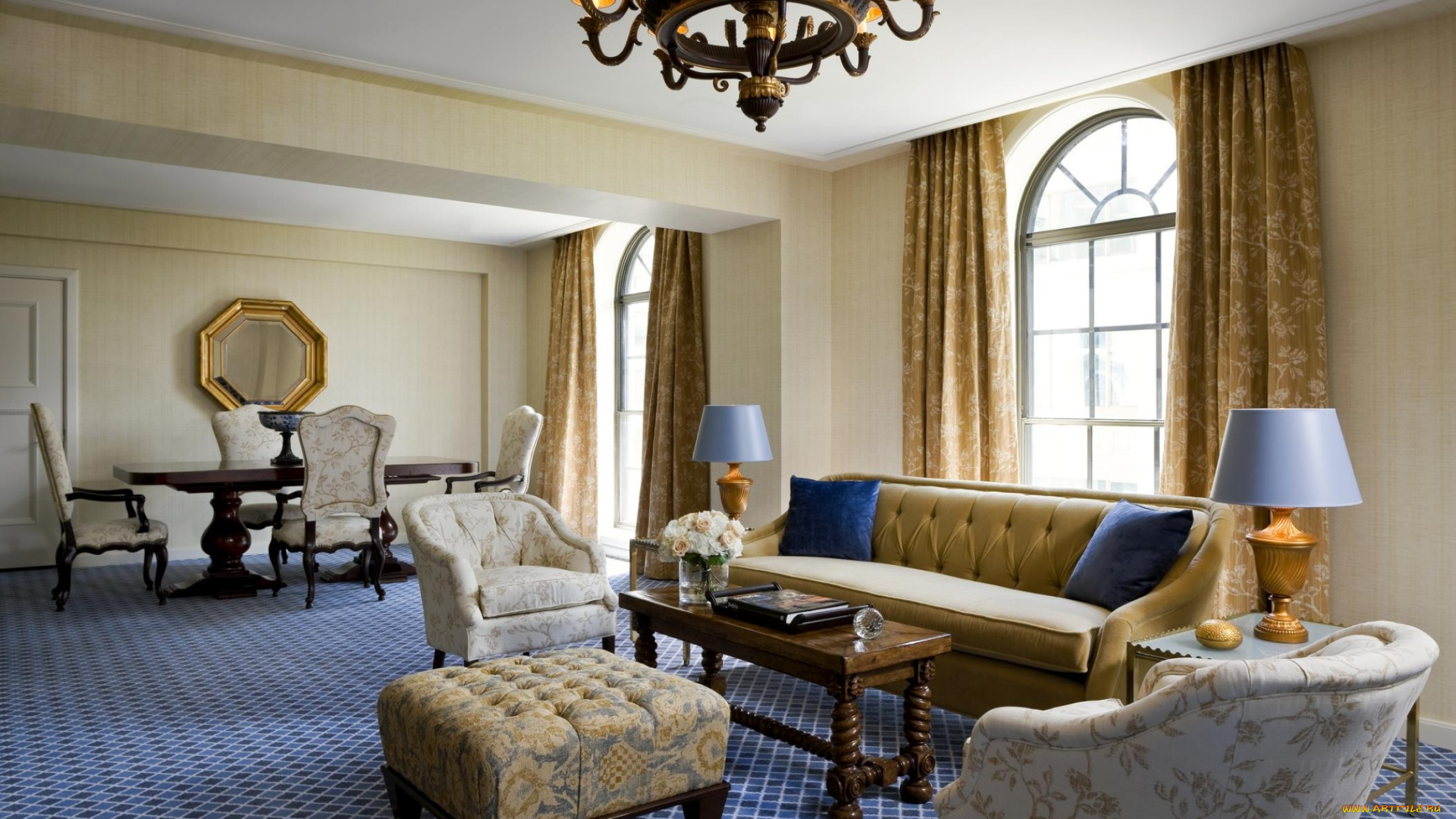 интерьер, гостиная, диван, кресла