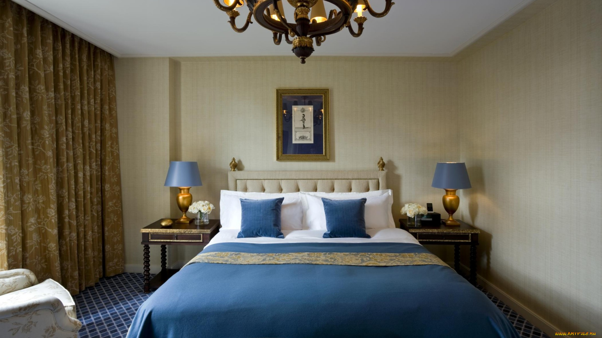 интерьер, спальня, подушки, кровать