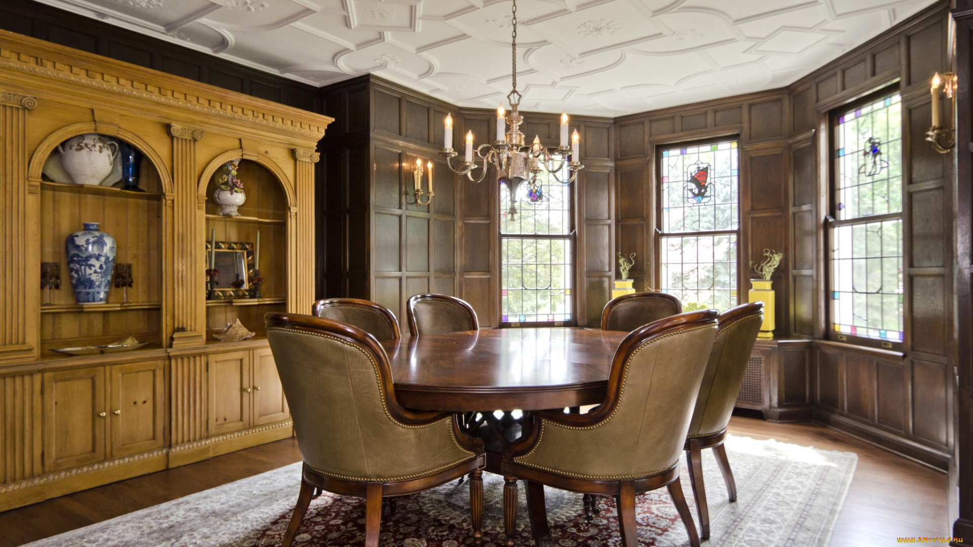 интерьер, столовая, стол, стулья, люстра