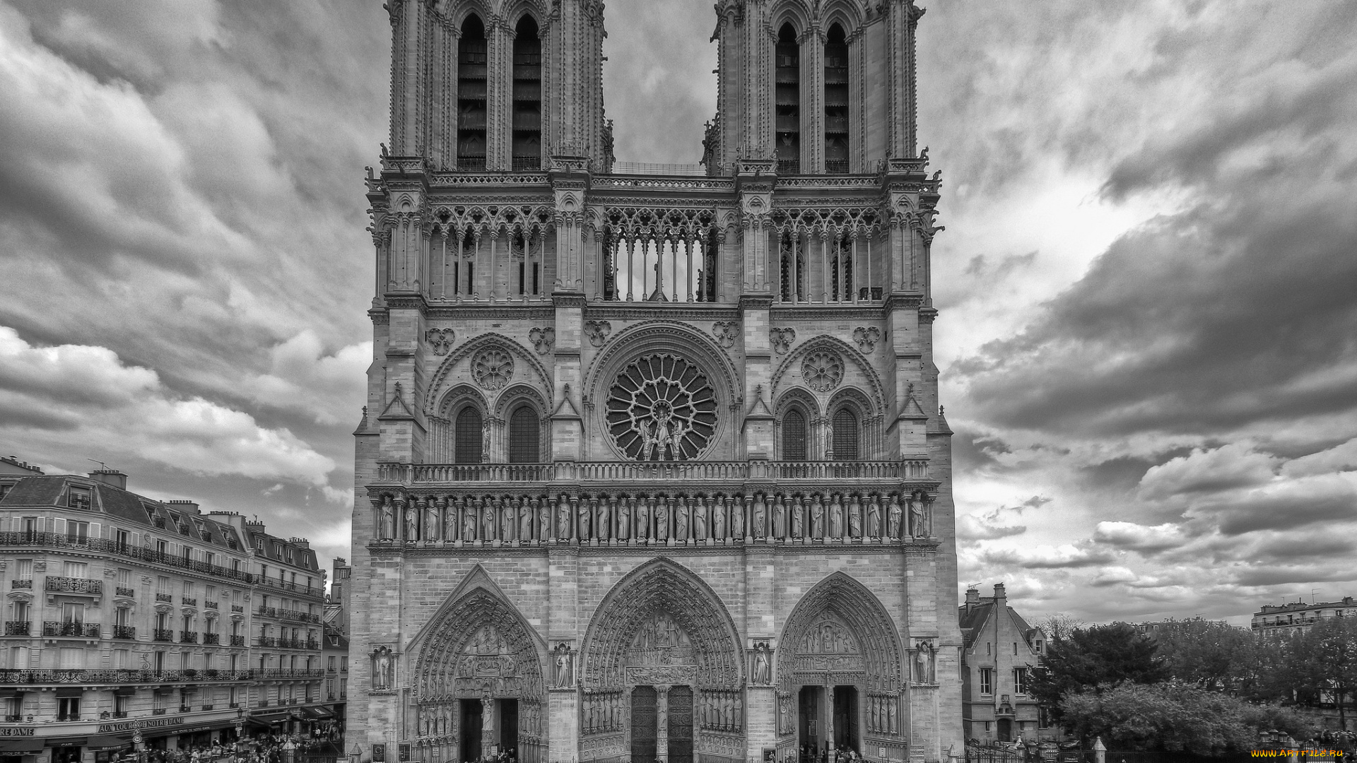 собор, парижской, богоматери, города, париж, франция, готика, площадь