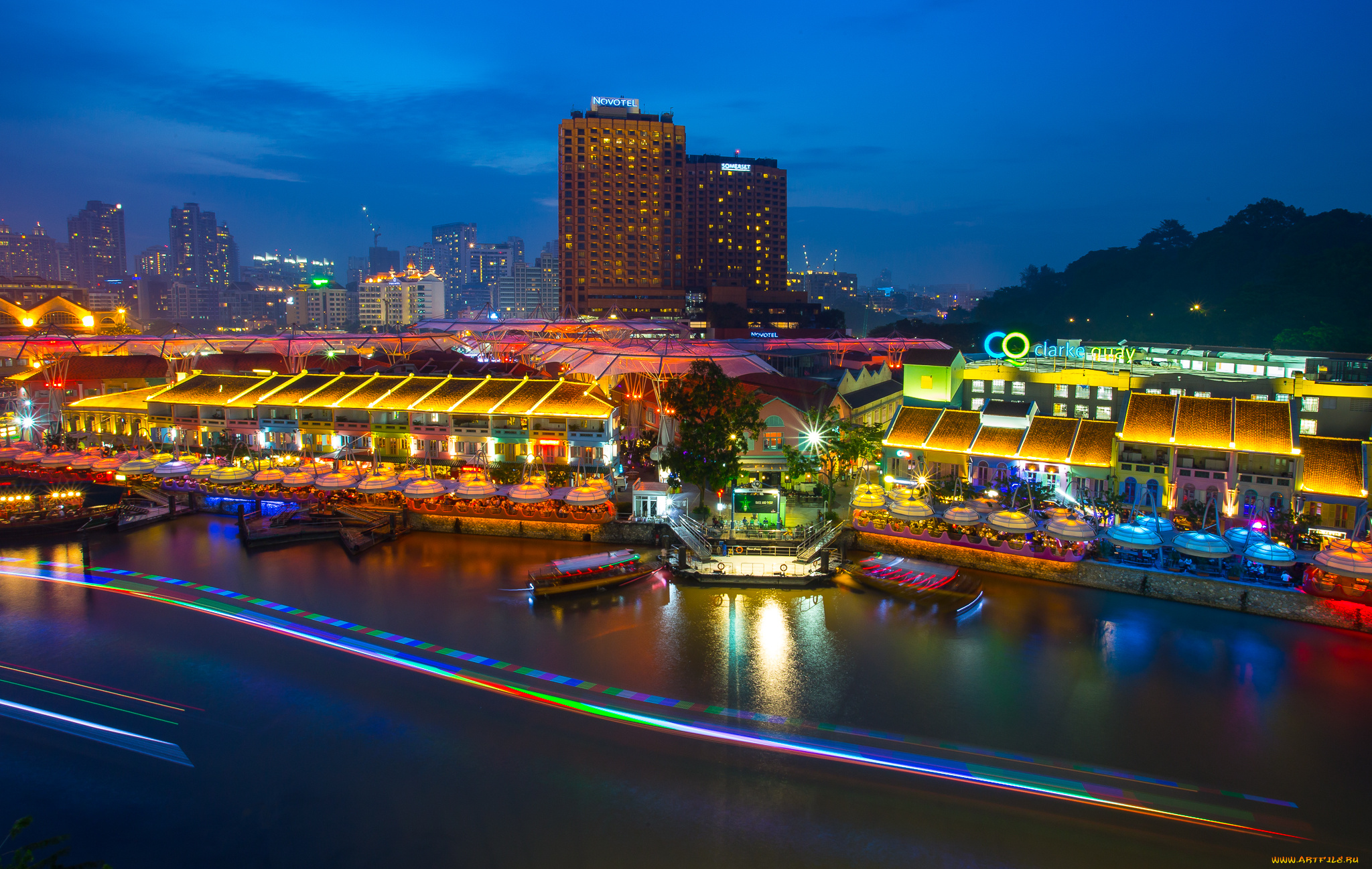 города, сингапур, ночь