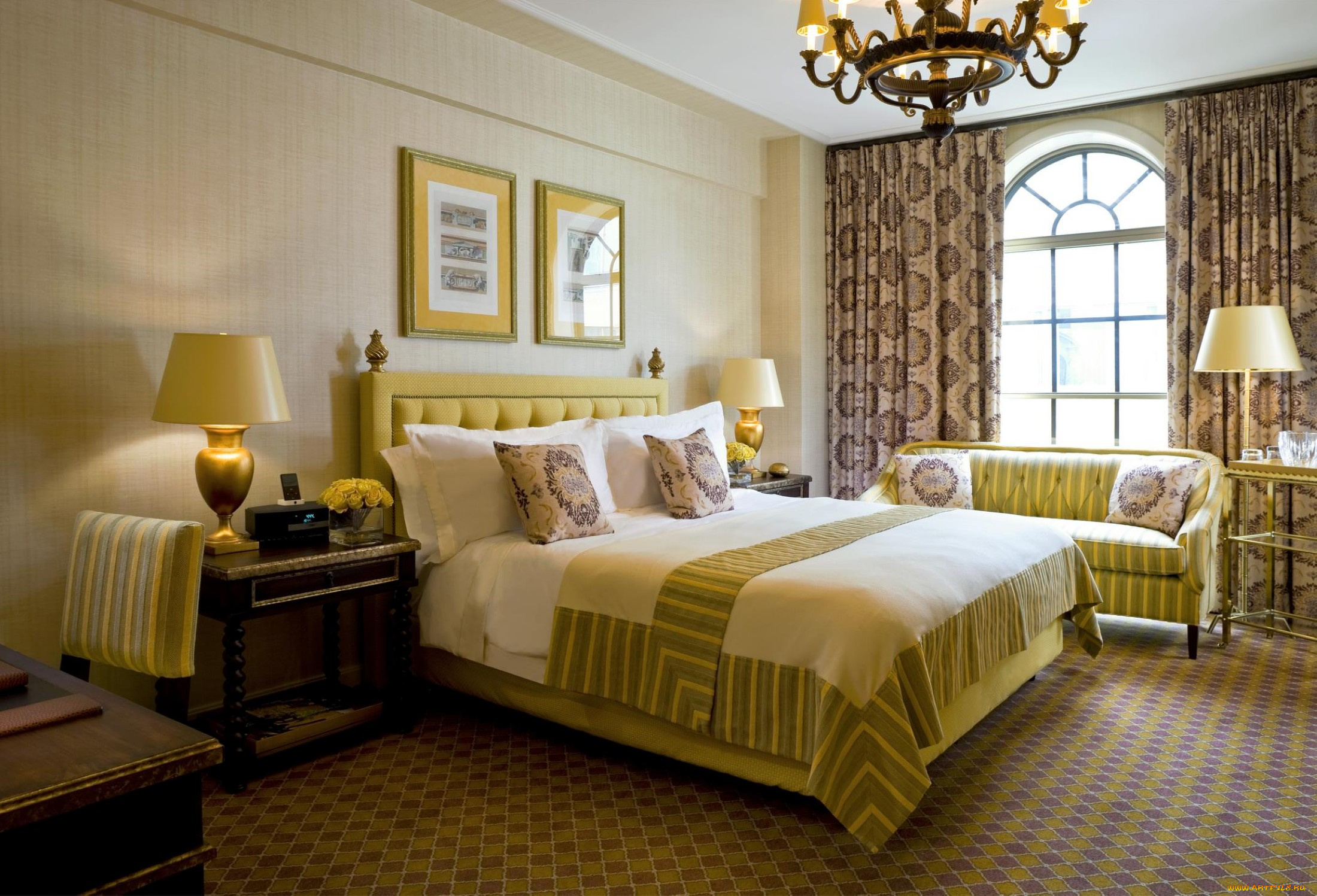 интерьер, спальня, кровать, окно, подушки