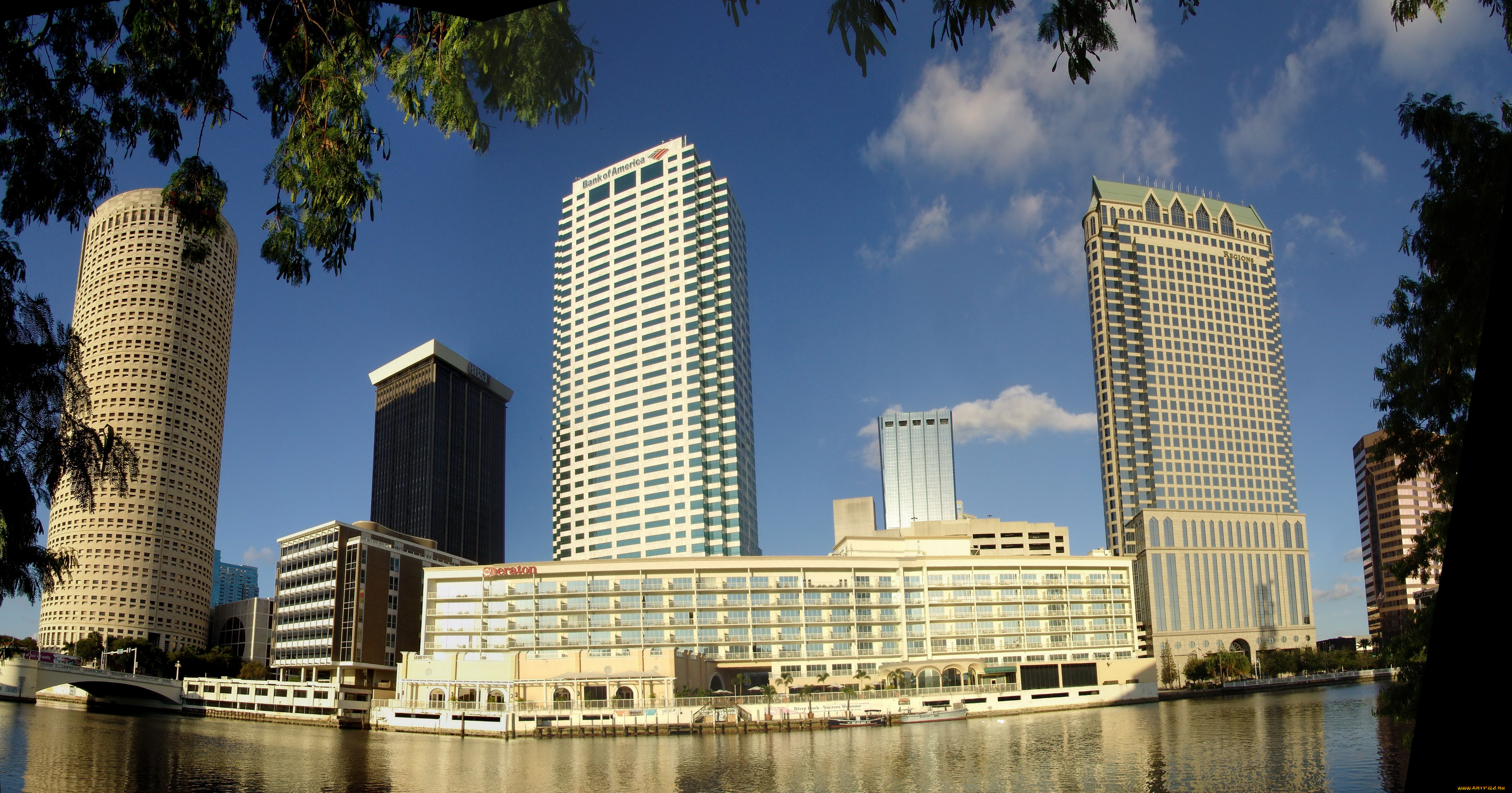 флорида, тампа, города, панорамы, берег, дома, море