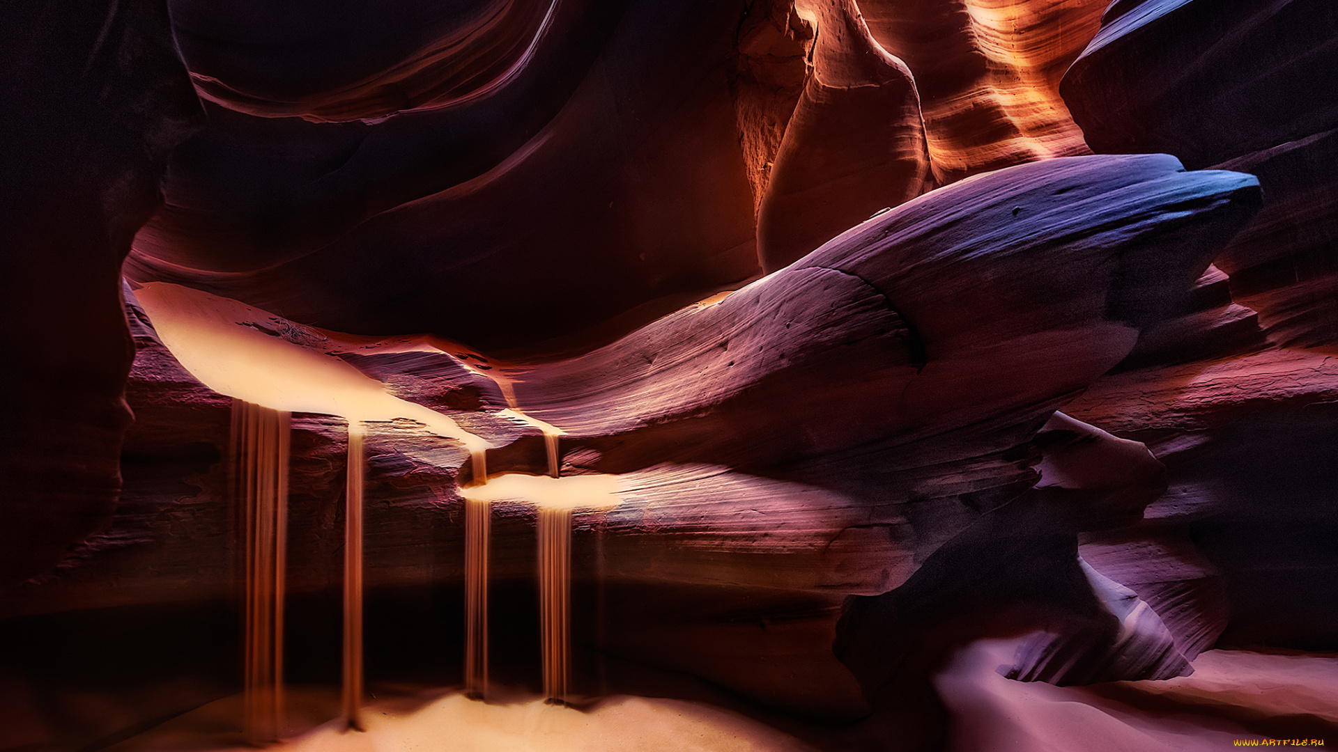 природа, горы, песок, скалы, свет, каньон, антилопы