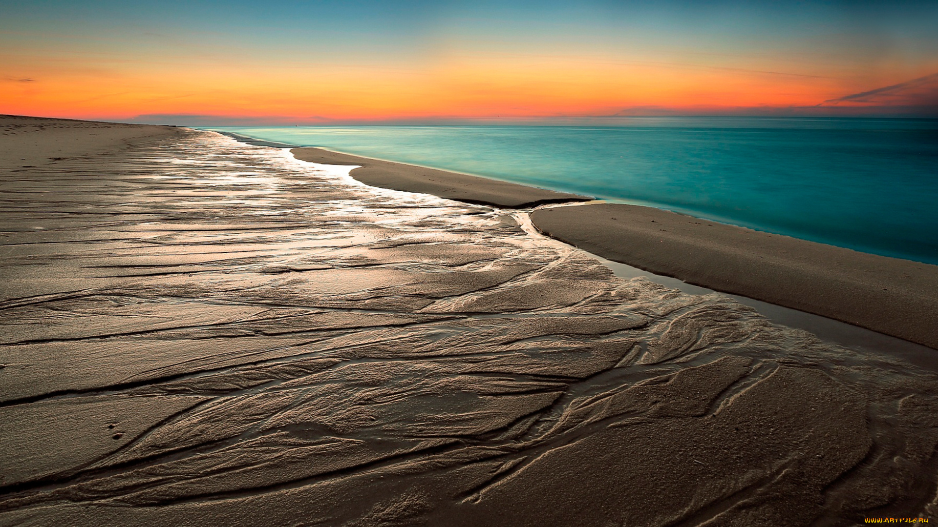 природа, побережье, небо, горизонт, песок, пляж