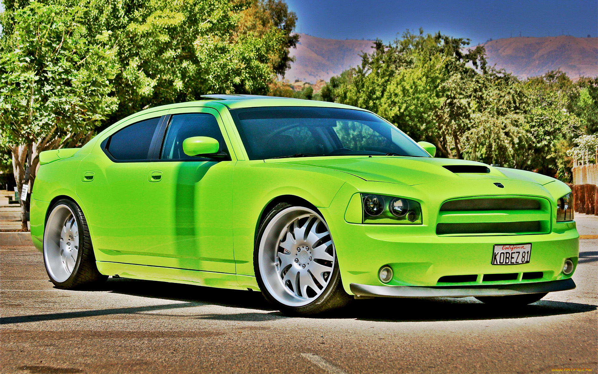 автомобили, dodge, green