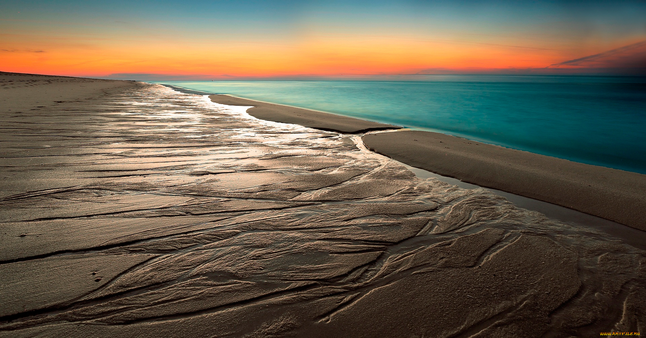 природа, побережье, небо, горизонт, песок, пляж