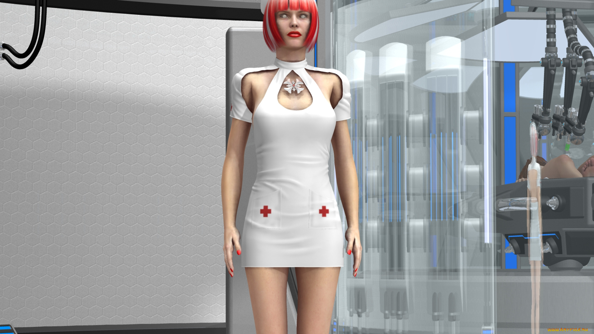 3д, графика, фантазия, , fantasy, фон, взгляд, девушка