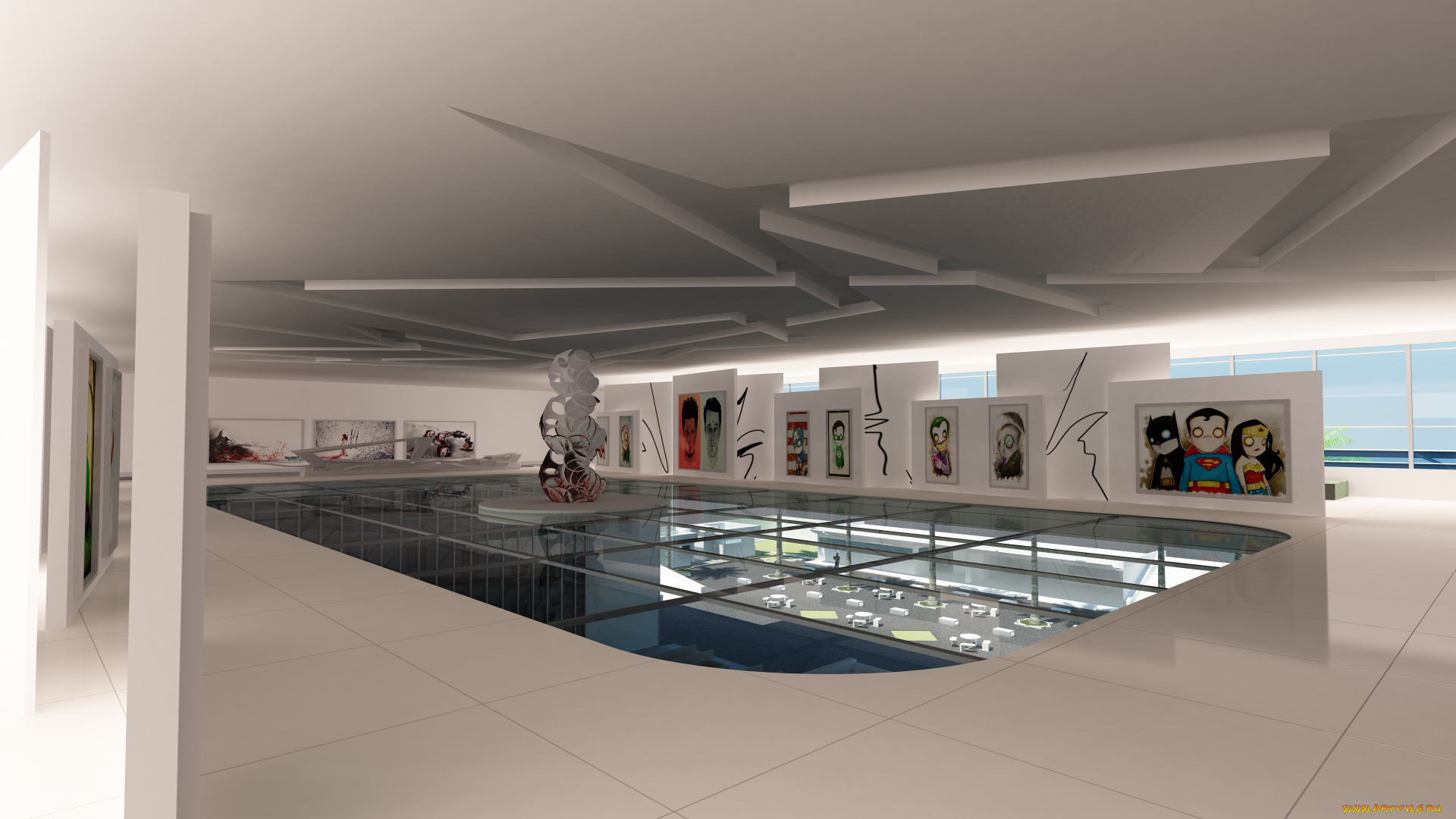 3д, графика, реализм, , realism, картины, зал