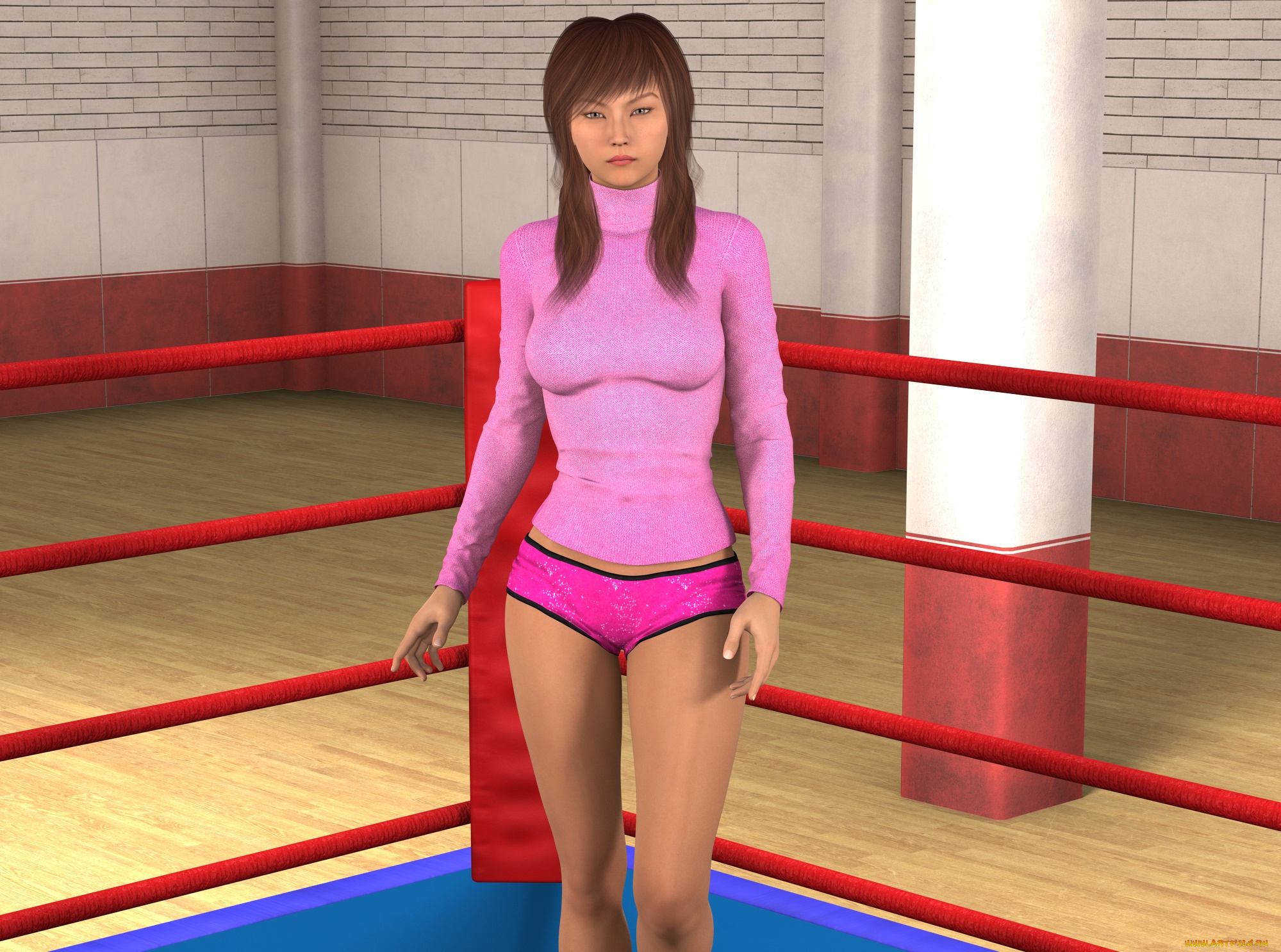 3д, графика, люди, , people, девушка, взгляд, фон, ринг