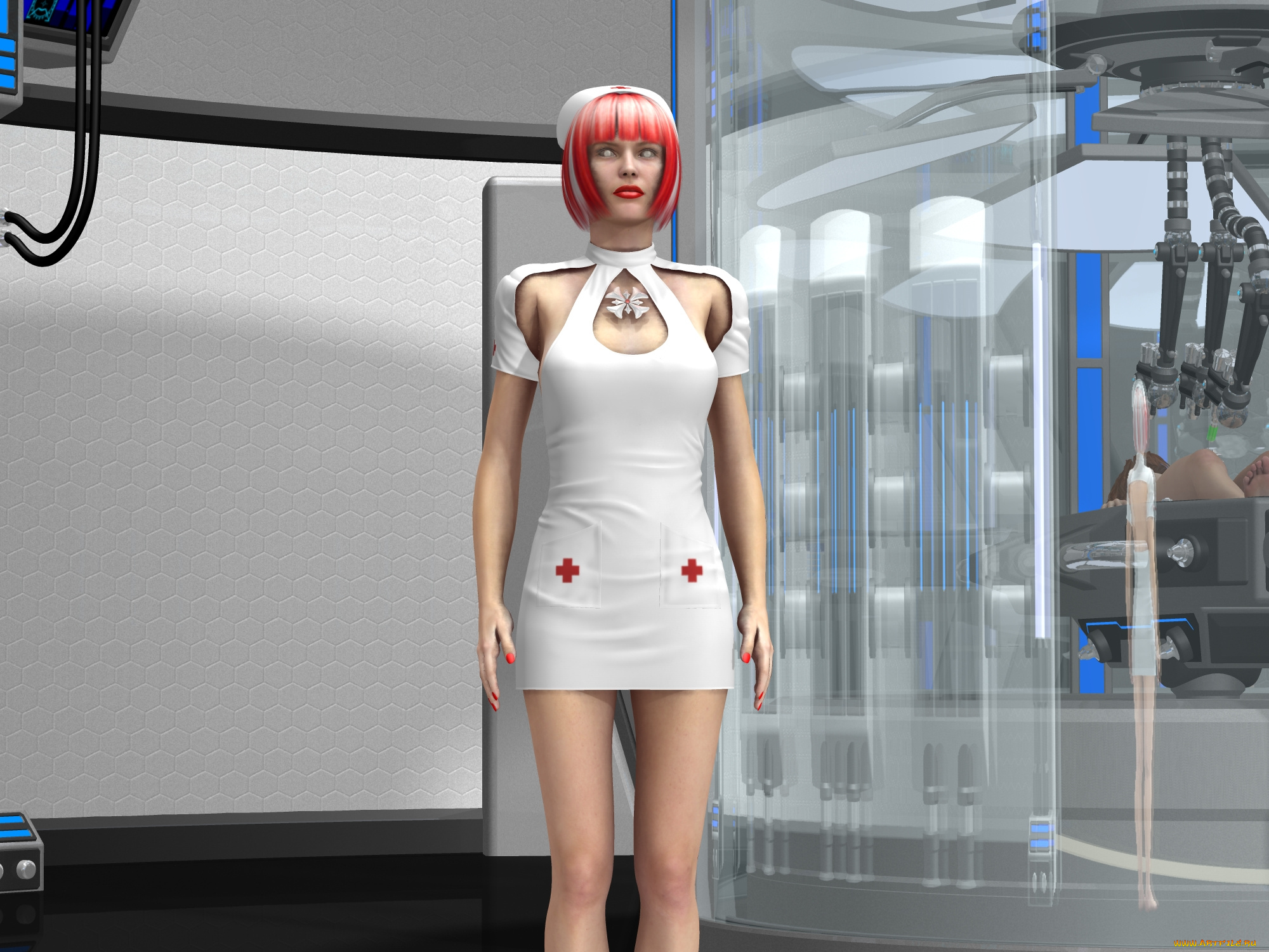 3д, графика, фантазия, , fantasy, фон, взгляд, девушка