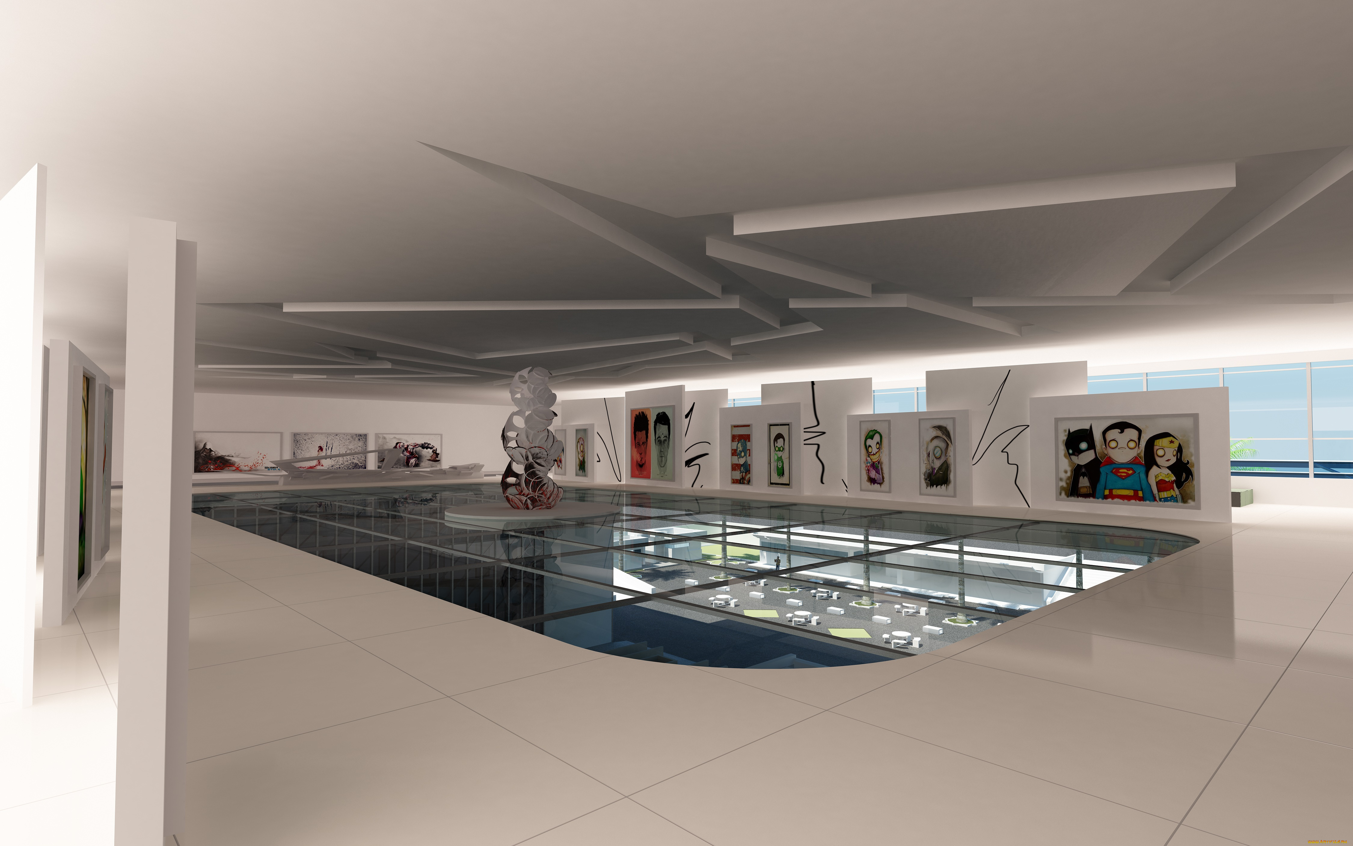 3д, графика, реализм, , realism, картины, зал