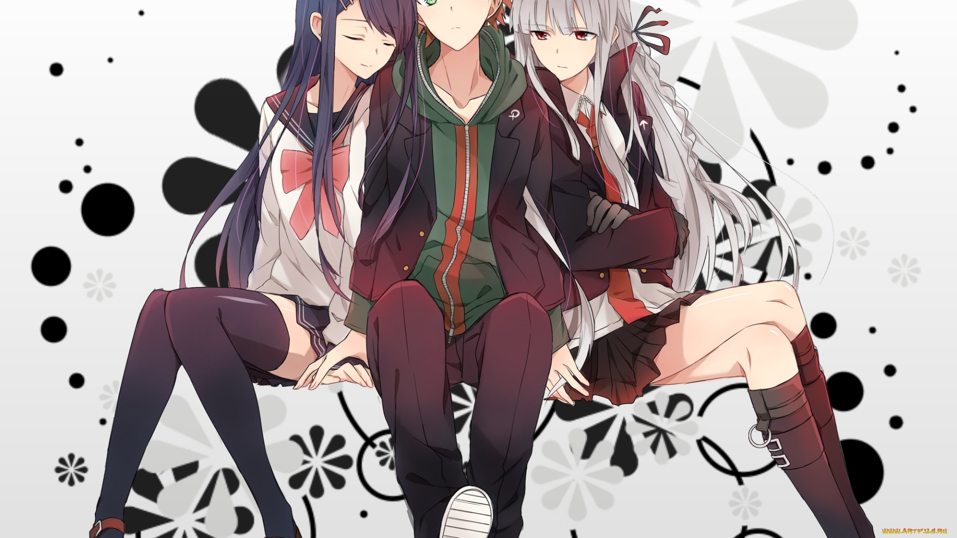 аниме, danganronpa, парень, девушки