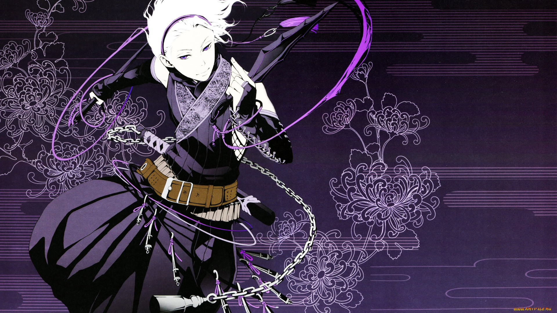 аниме, donten, ni, warau, оружие, парень, ниньдзя