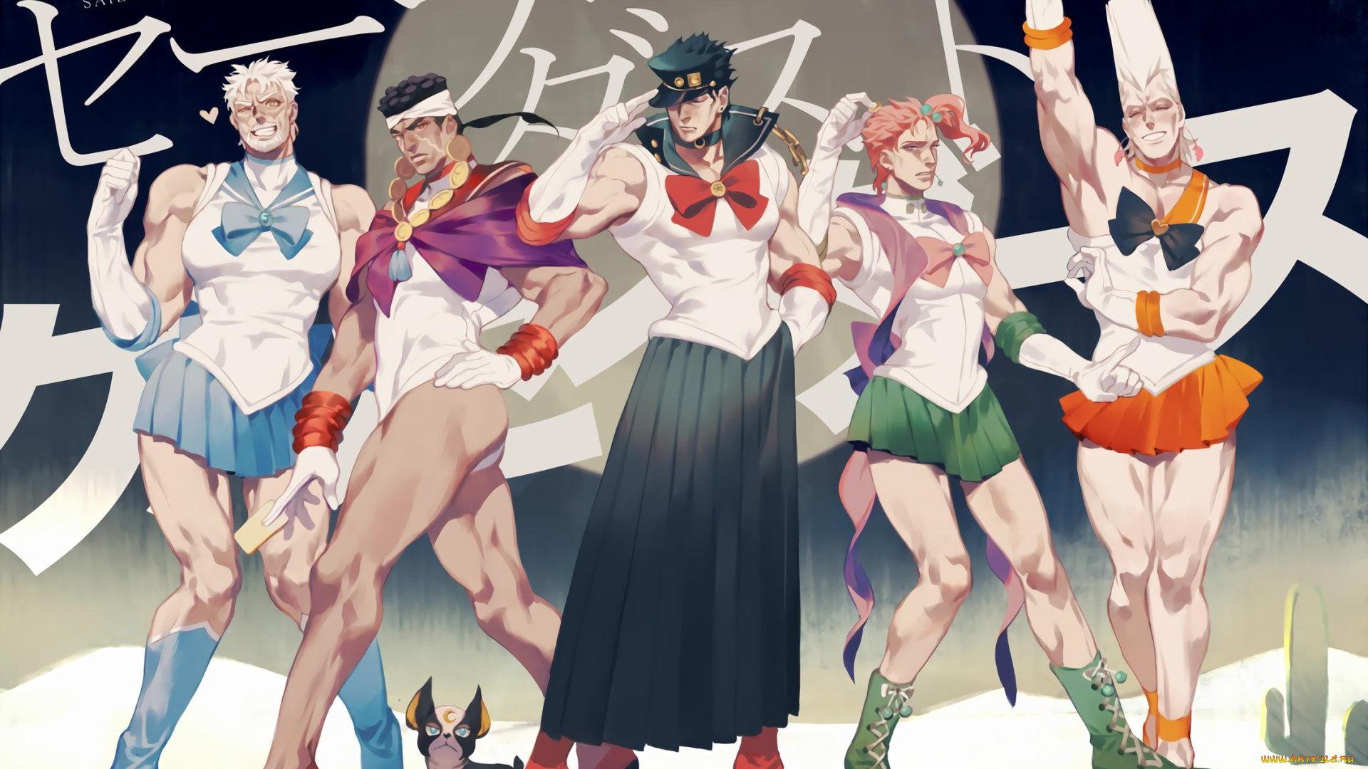 аниме, jojo`s, bizarre, adventure, мужики