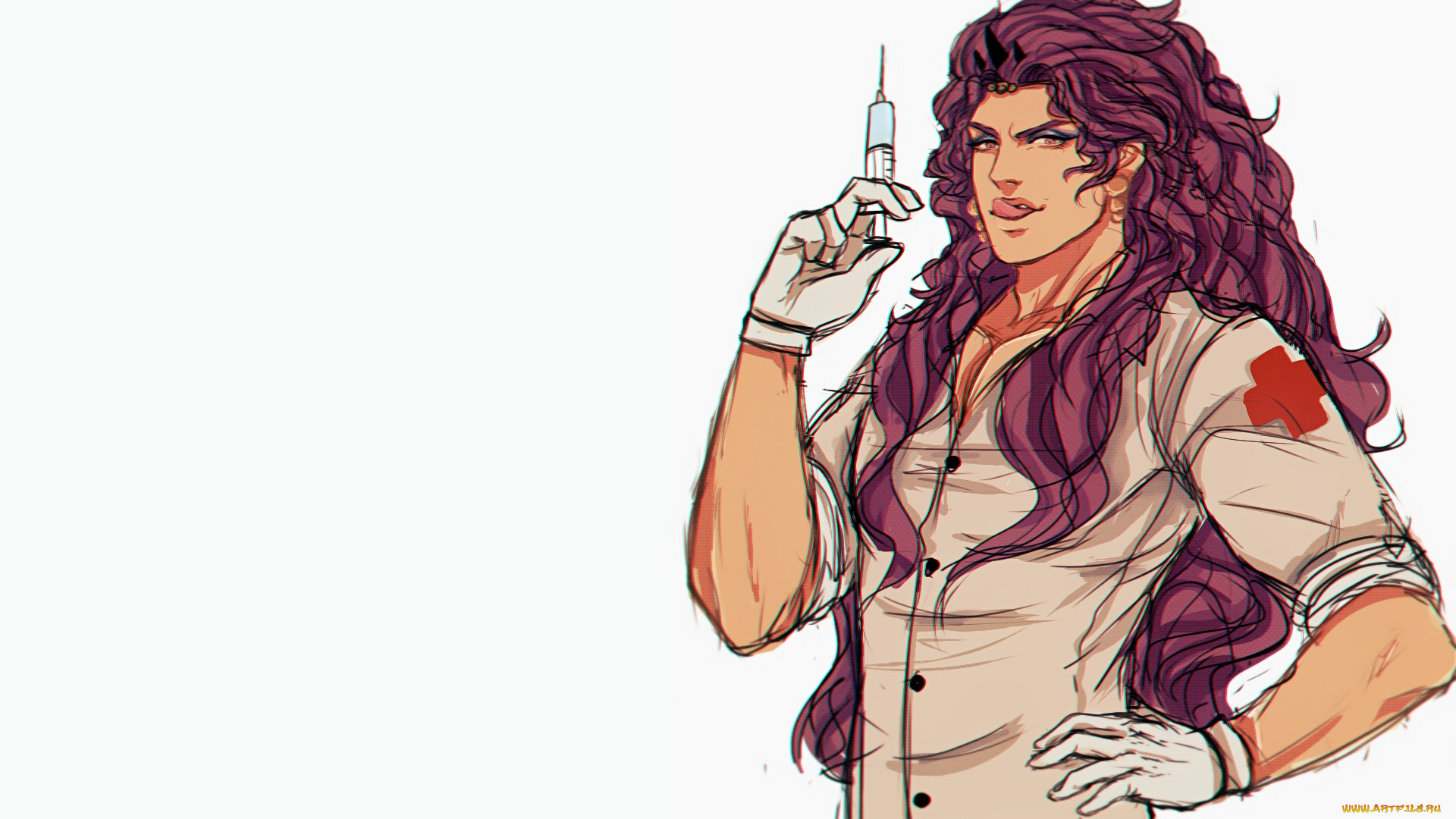 аниме, jojo`s, bizarre, adventure, шприц, мужик