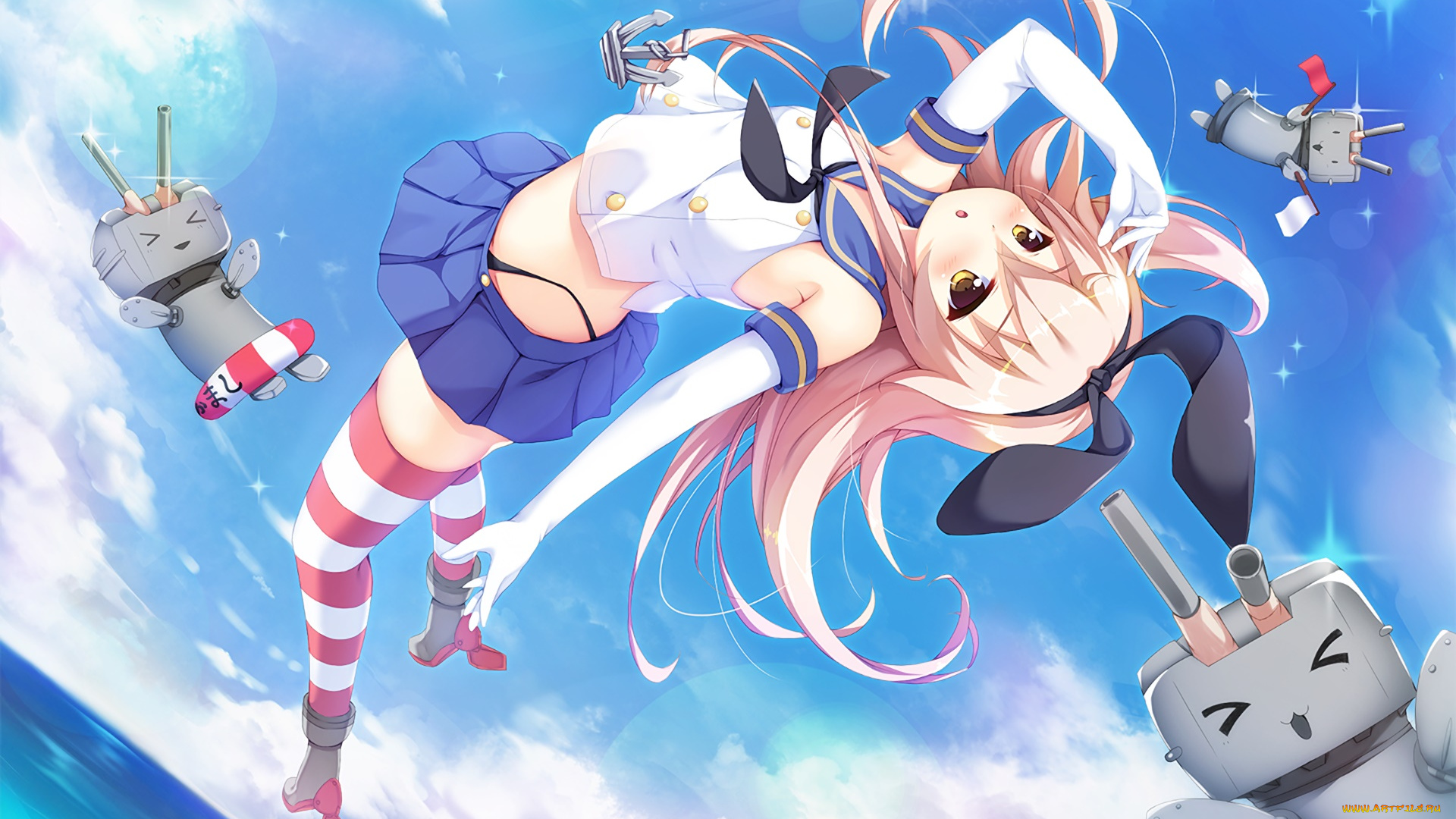 аниме, kantai, collection, фон, взгляд, девушка