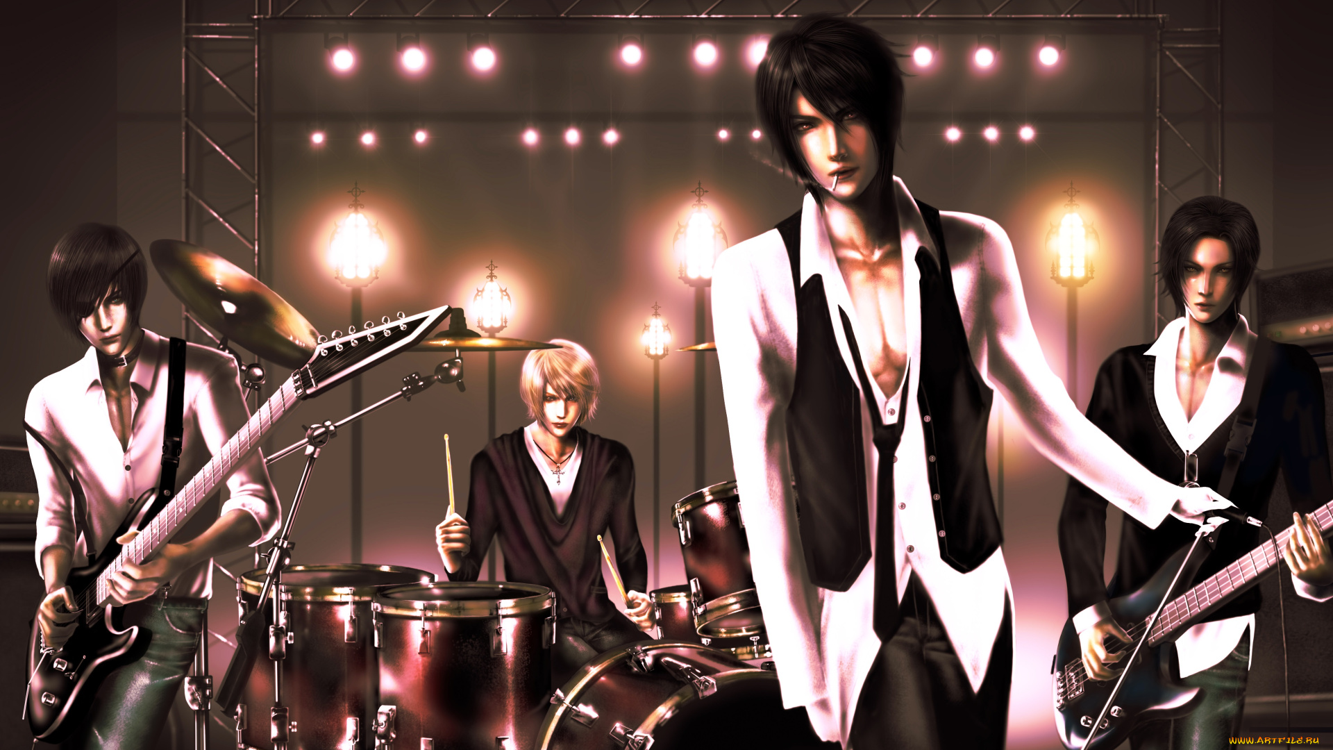 аниме, музыка, концерт, арт, парни