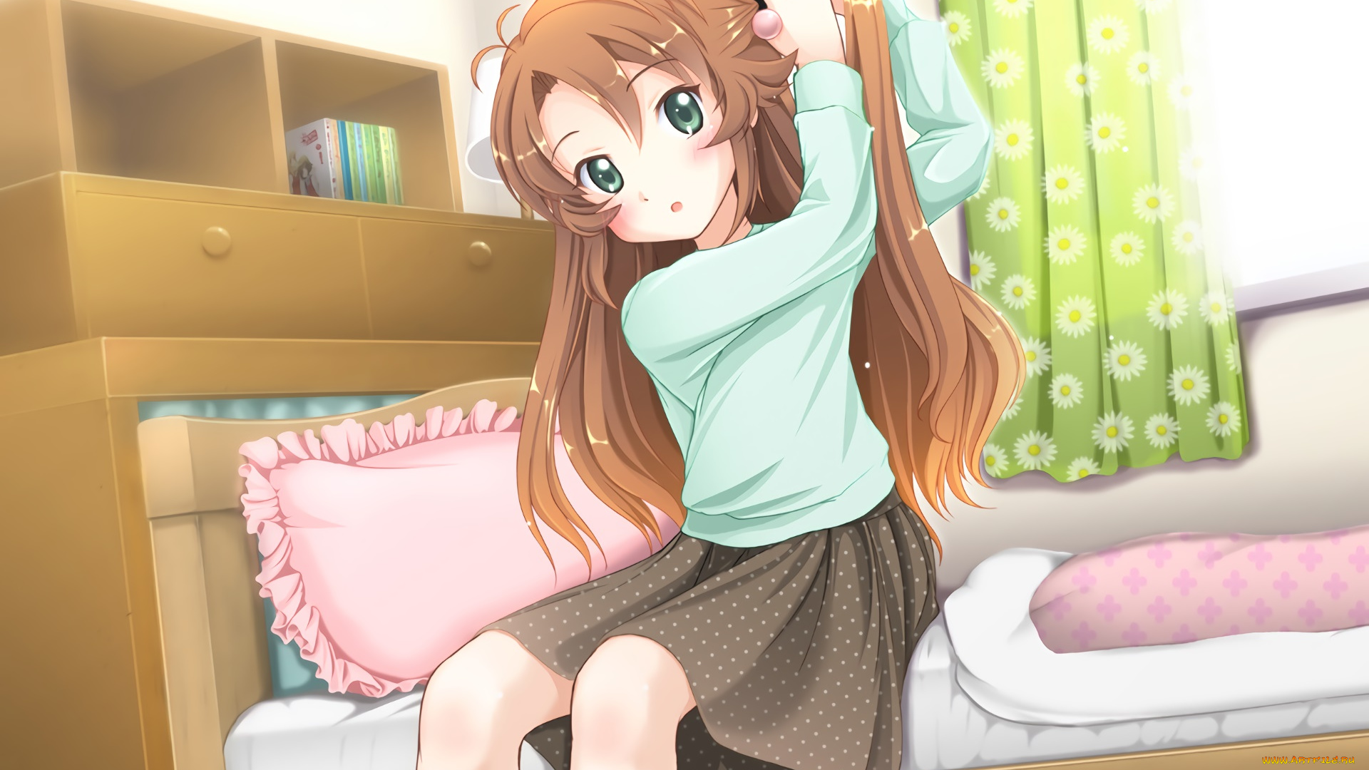 аниме, non, non, biyori, фон, взгляд, девушка