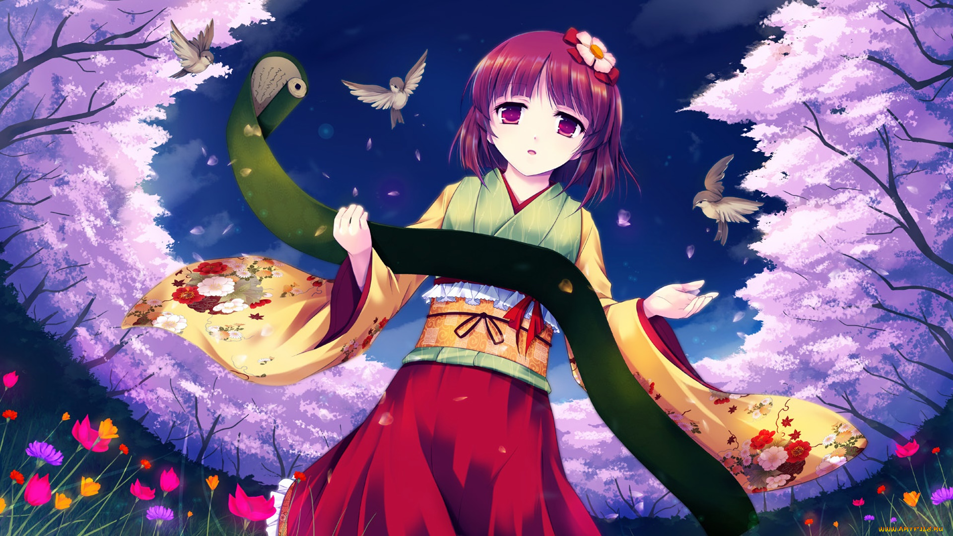 аниме, touhou, девушка, взгляд, фон