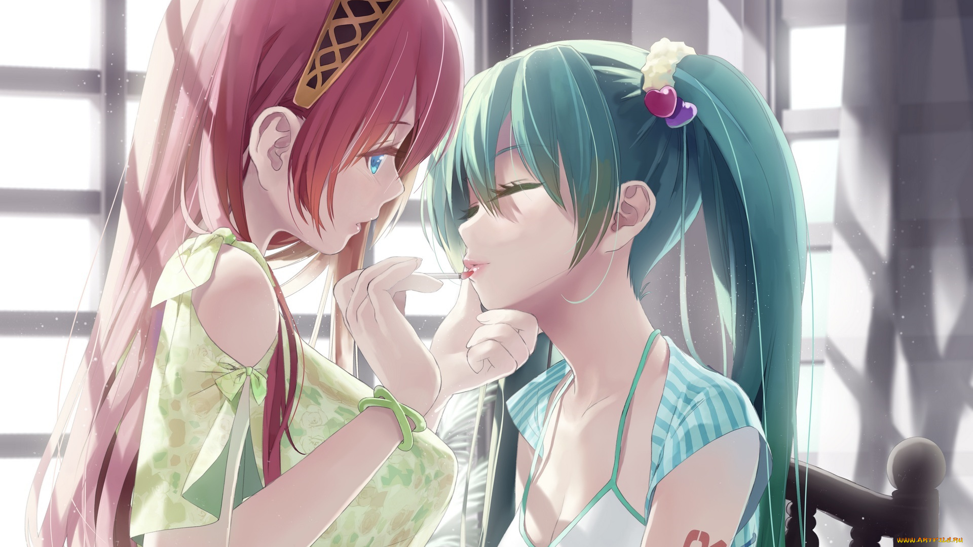 аниме, vocaloid, девушки, макияж