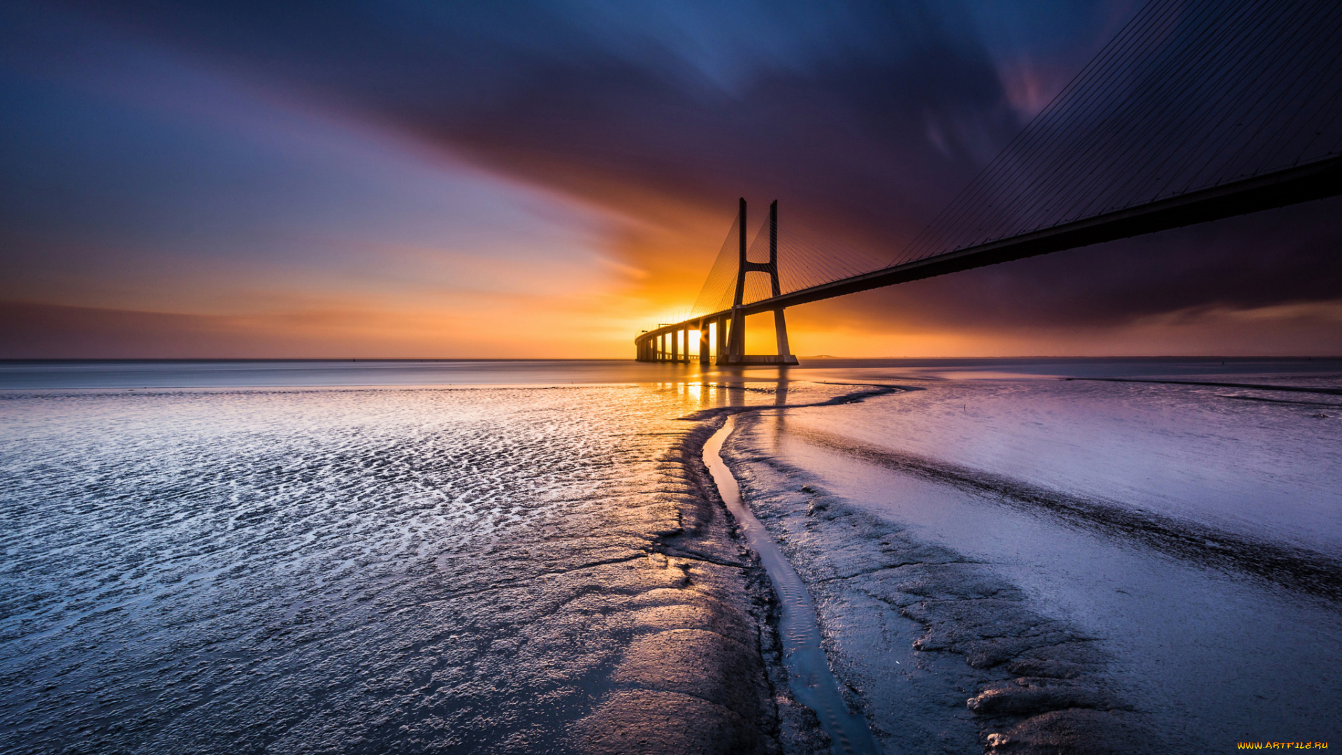 города, -, мосты, лиссабон, португалия, солнце, небо, мост, побережье