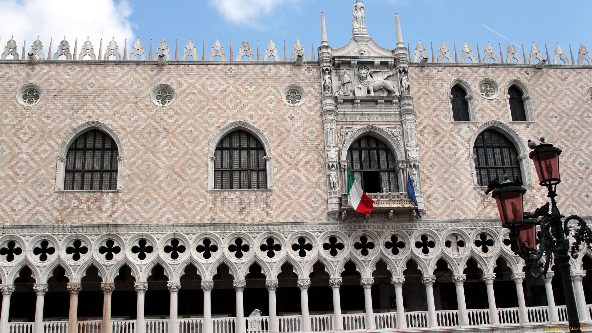 города, венеция, , италия, здание, фонарь