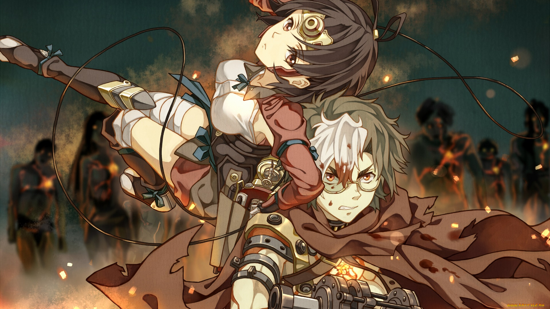 koutetsujou, no, kabaneri, аниме, фон, взгляд, девушки