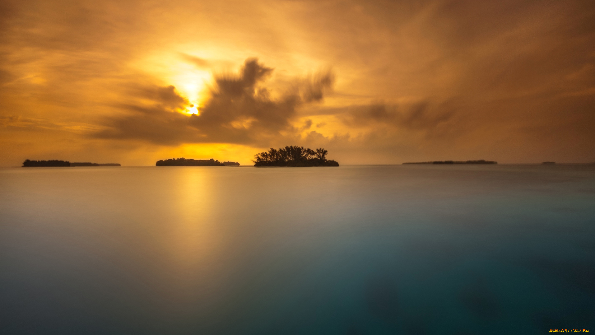 природа, реки, озера, небо, деревья, остров, озеро, закат, облака