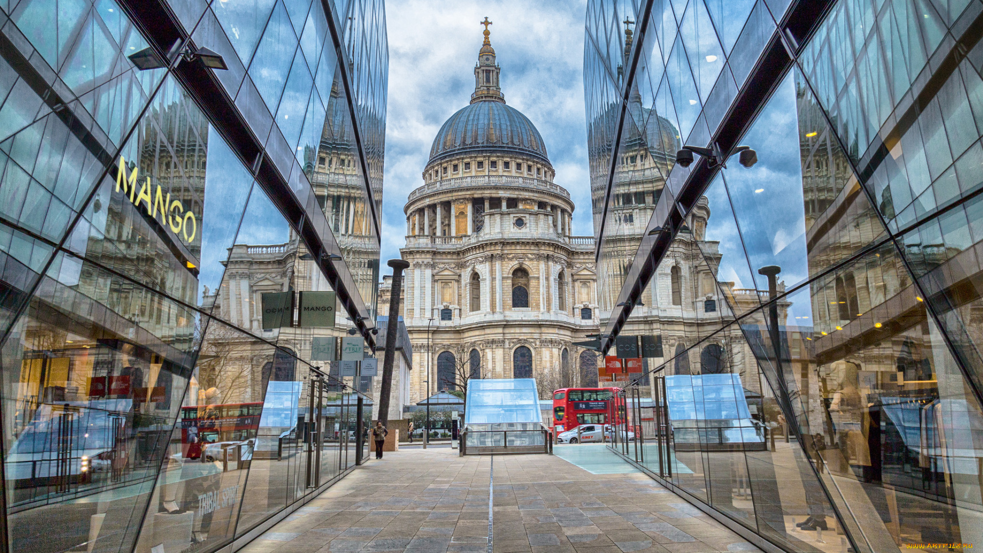 st, paul`s, cathedral`s, города, лондон, , великобритания, собор, мост