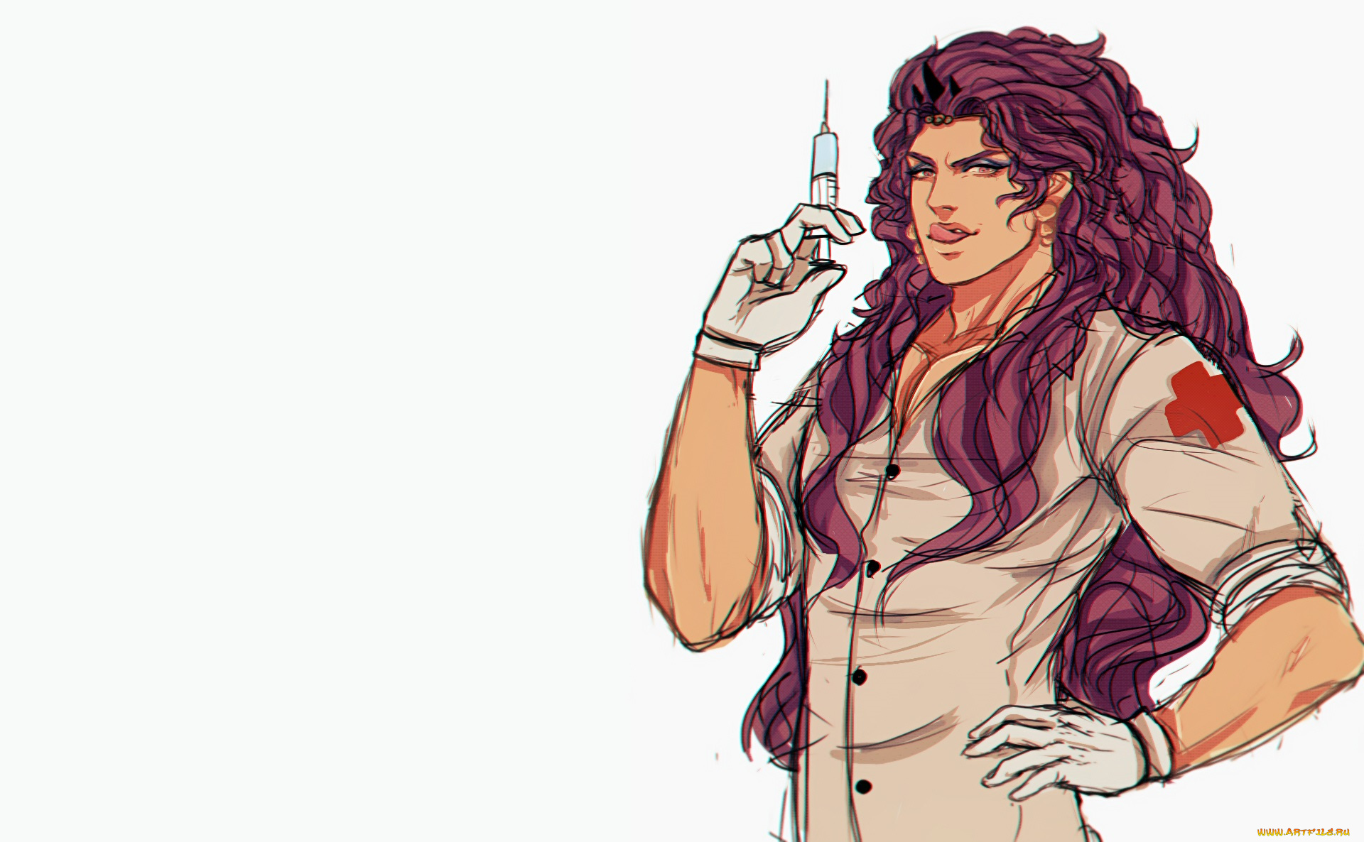 аниме, jojo`s, bizarre, adventure, шприц, мужик