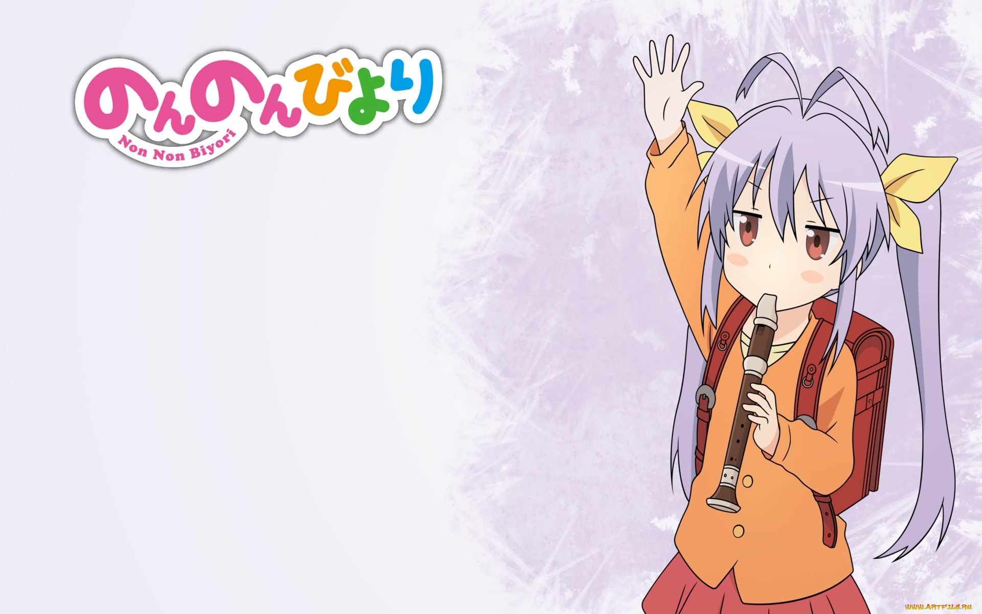 аниме, non, non, biyori, фон, взгляд, девушка