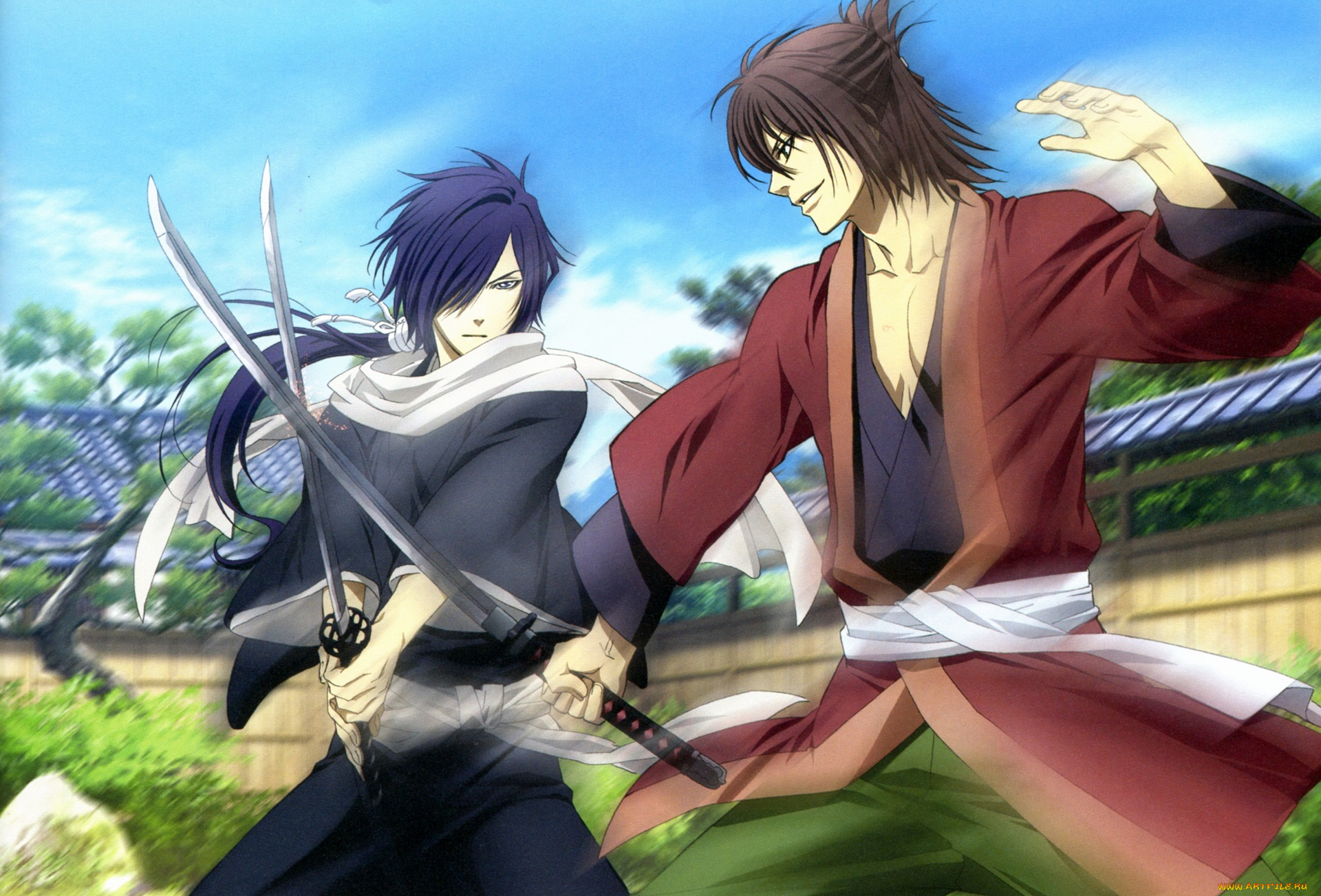 аниме, hakuoki, парни