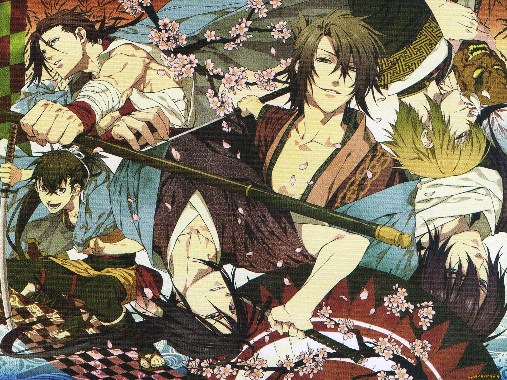 аниме, hakuoki, парни