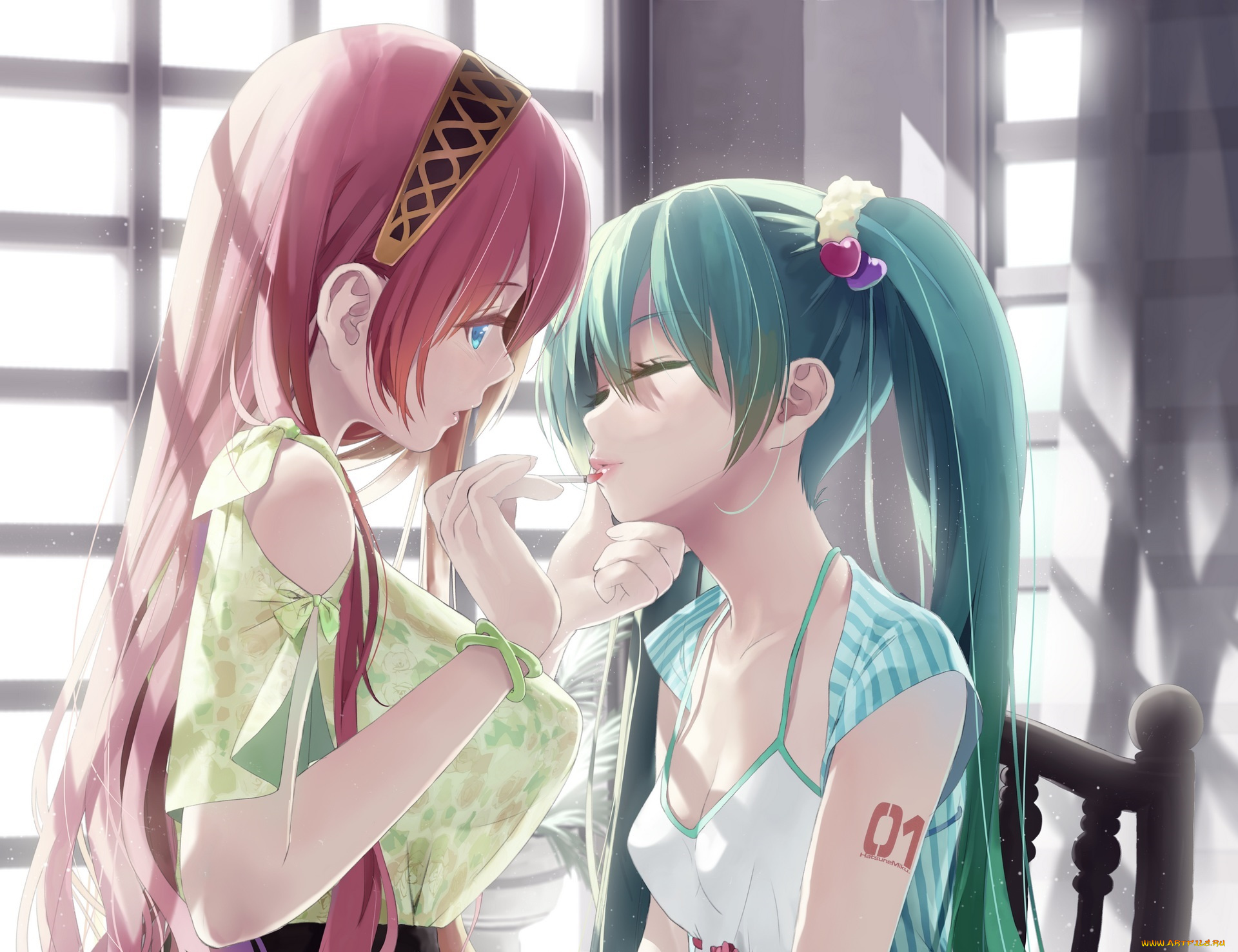 аниме, vocaloid, девушки, макияж