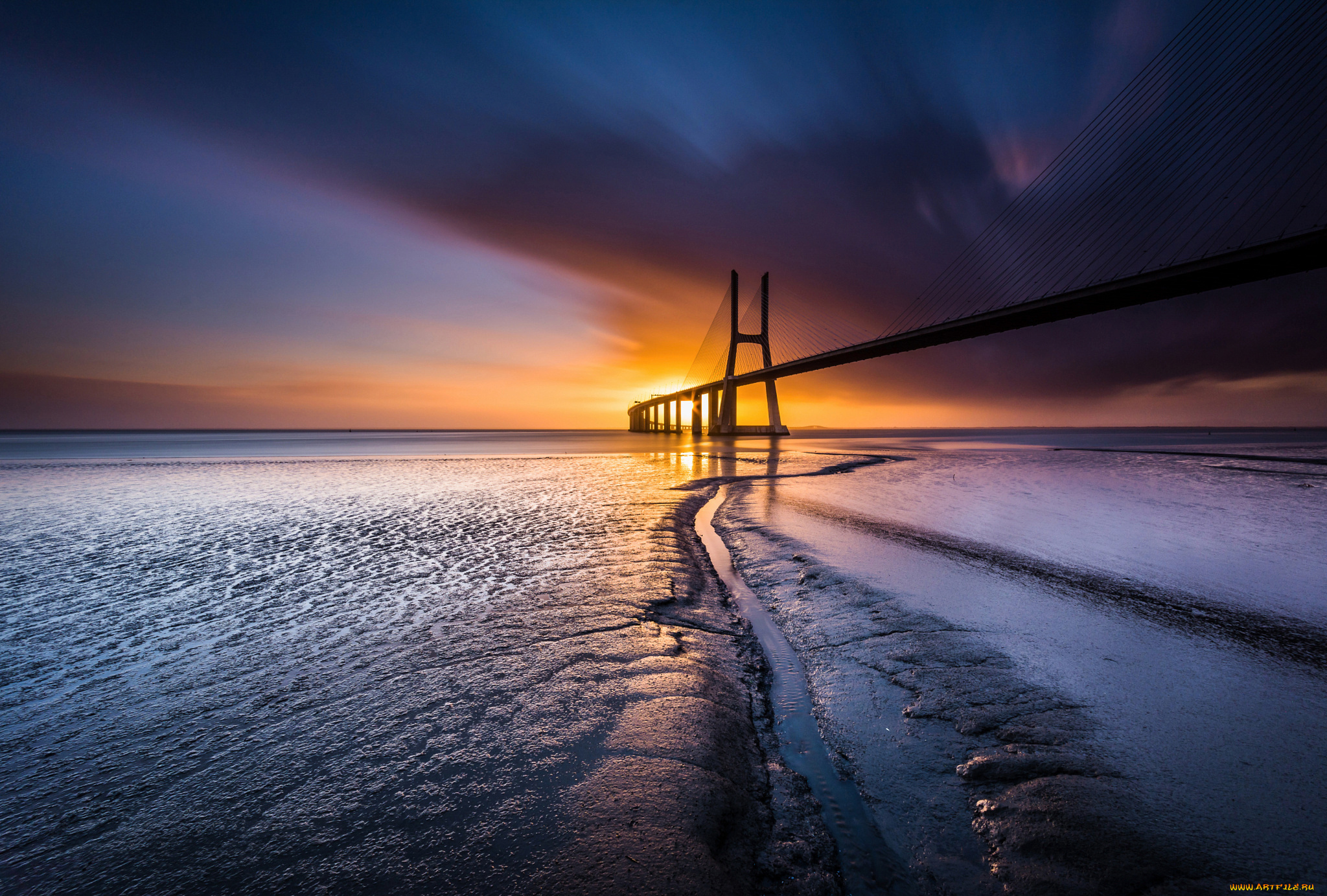 города, -, мосты, лиссабон, португалия, солнце, небо, мост, побережье