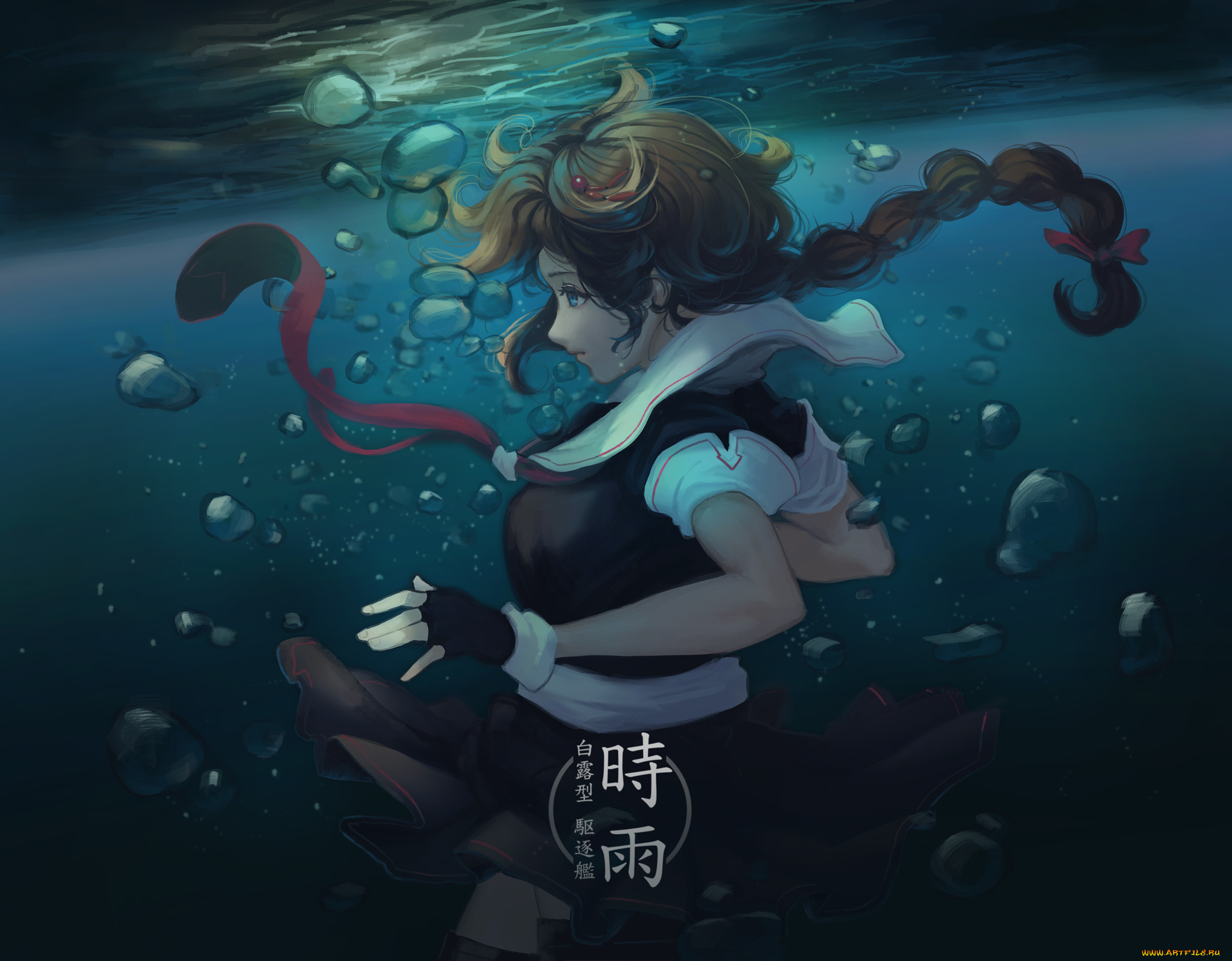 аниме, kantai, collection, вода, девушка