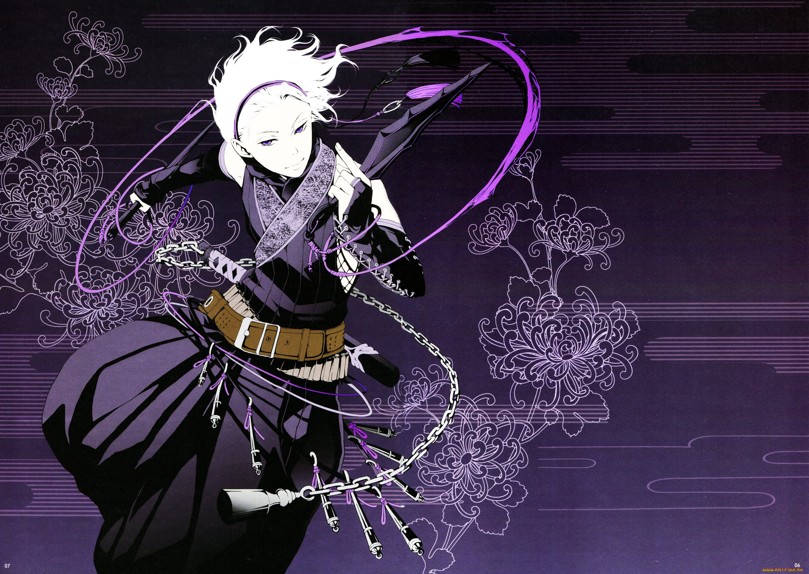 аниме, donten, ni, warau, оружие, парень, ниньдзя