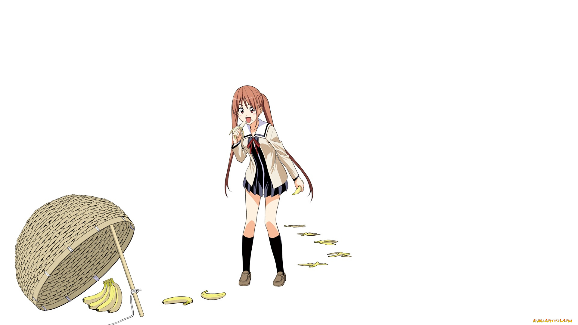 aho, girl, аниме, фон, взгляд, девушка