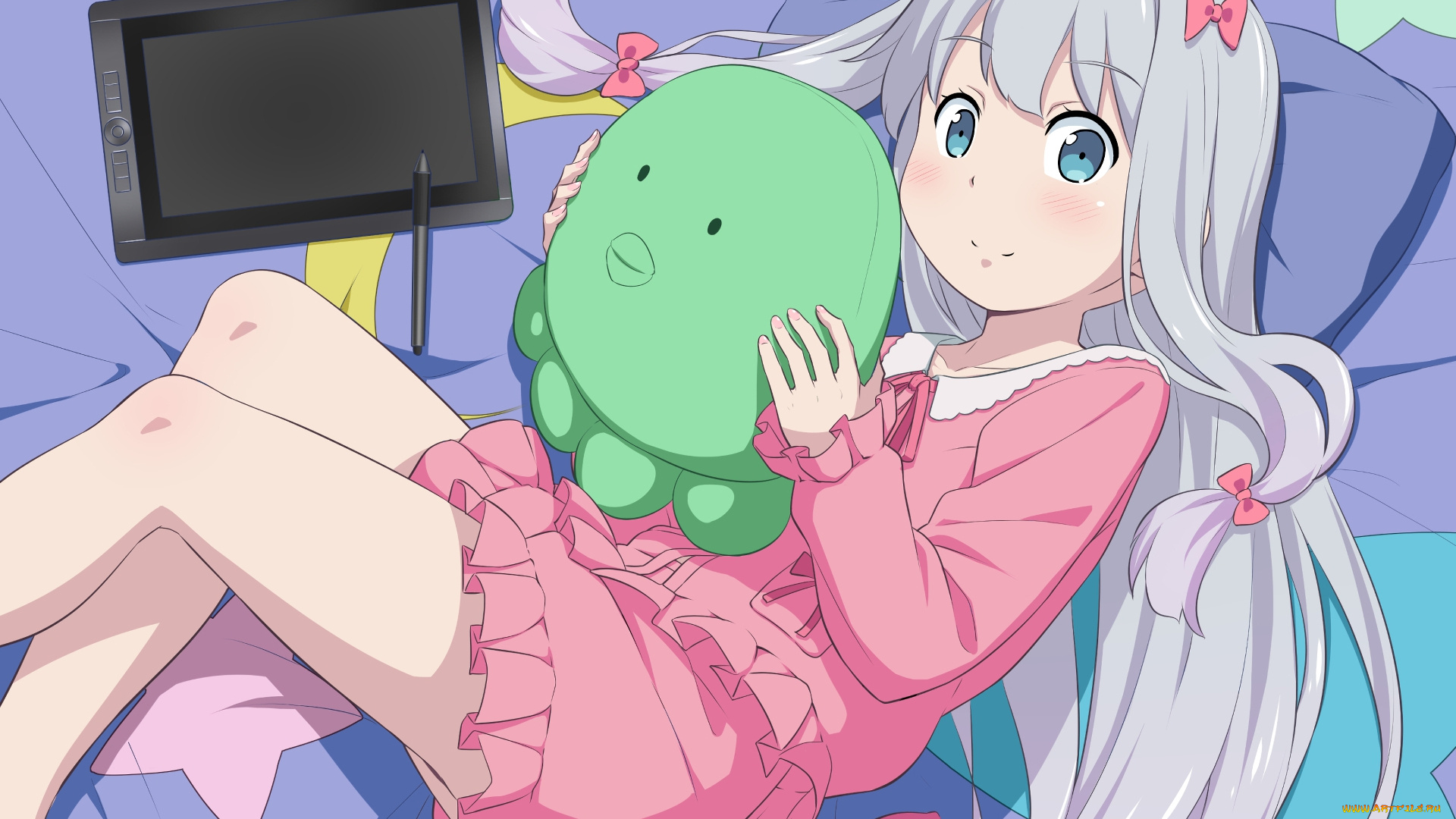 аниме, eromanga-sensei, девушка, взгляд, фон